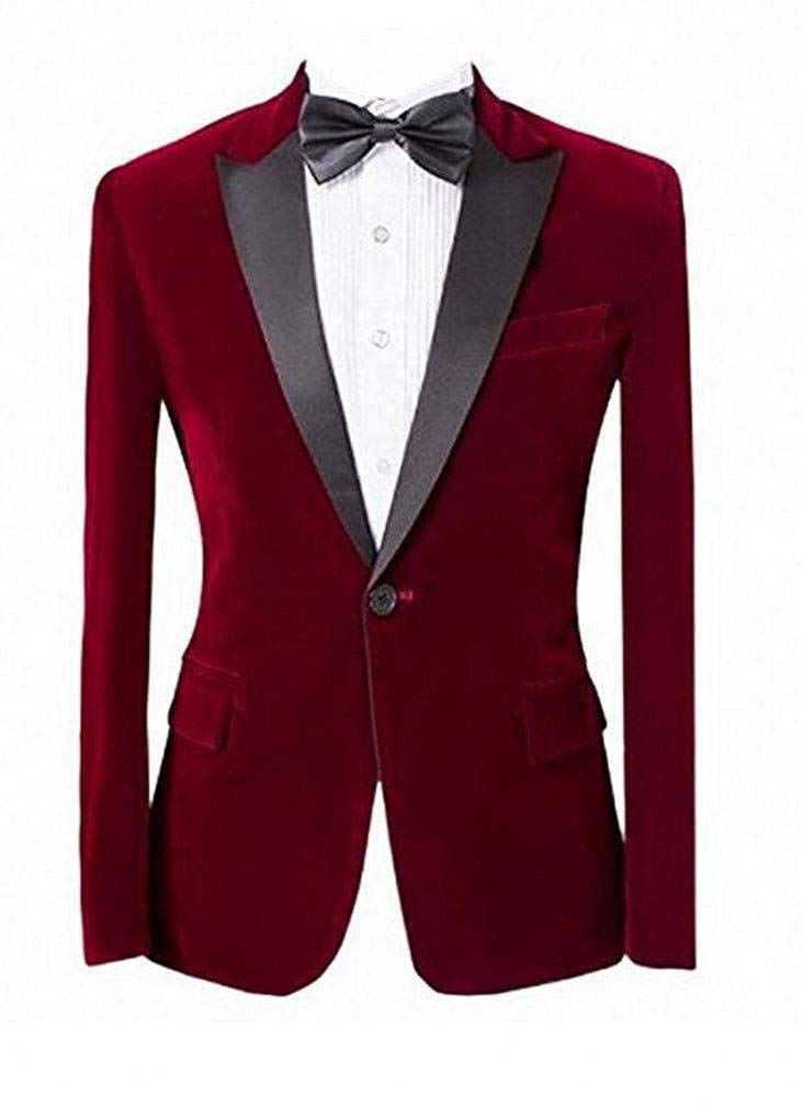GATMSTZ Men's Formal Velvet Tuxedo Jacket - Single Button Peak Lapel Wedding Suit for Prom, Gala & Evening Events - Perfect for Weddings, Parties & Special Occasions