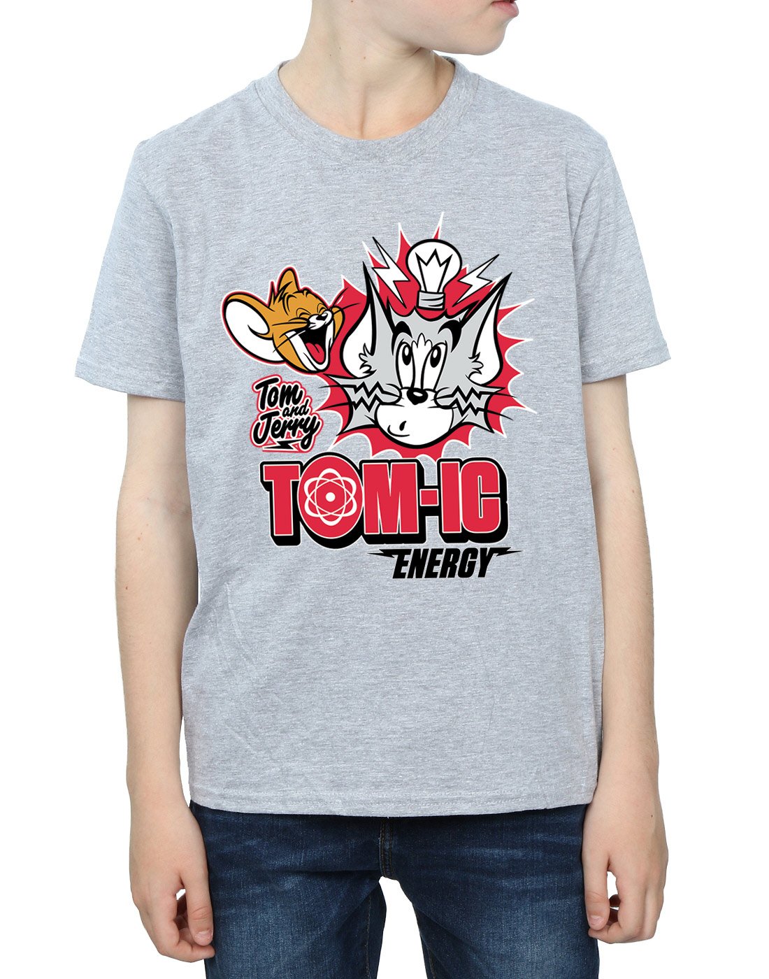 TOM and JERRY Cartoon Boys' Tomic Energy Graphic T-Shirt - Sporty Grey Cotton Tee for Kids Ages 5-6 | Fun Playwear for School, Sports & Everyday Adventures