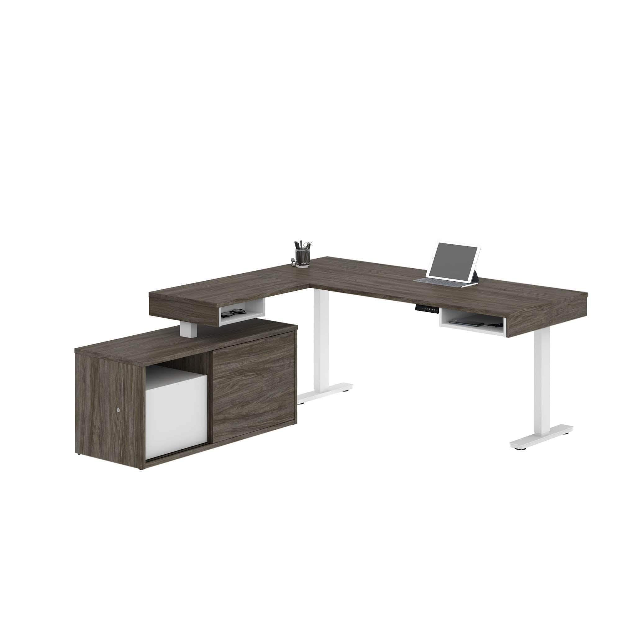 Pro Vega L-Shaped Standing Desk with Credenza - 2 Color Options | Ergonomic Home Office Furniture for Workspace & Productivity