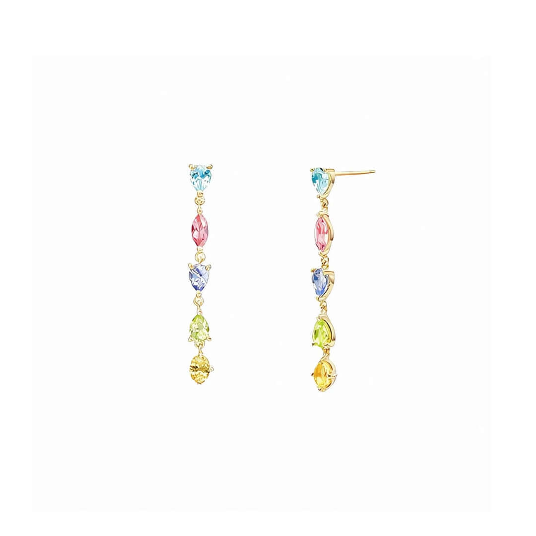 Simple Citrine Amethyst Multi Birthstone Drop Earrings - Elegant Dangle Jewelry for Women | Perfect for Weddings, Parties & Everyday Wear | HJZB 098