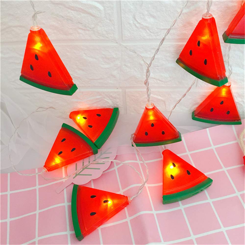 LED Watermelon String Lights - 10ft 30 Bulbs Battery Operated Indoor/Outdoor Fairy Lights for Christmas, Wedding, Party, Hawaiian Luau & Home Decor - Perfect for Patio, Garden, Bedroom & Event Decorations