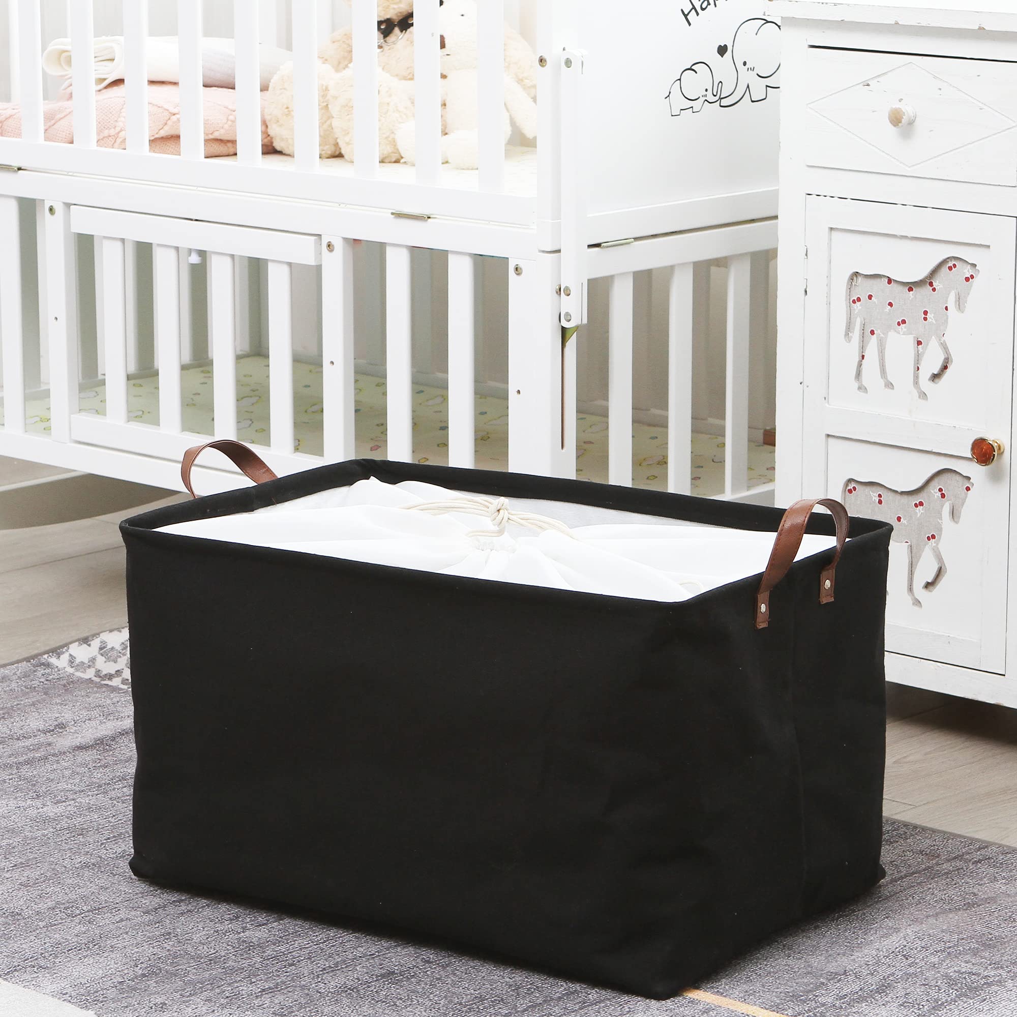 Hinwo 70L Extra Large Storage Bins - 4-Pack Foldable Closet Organizers with Handles for Clothes, Blankets, Comforters, Toys & Bedding | Perfect for Home, Closet, Nursery & Dorm Organization (Black)