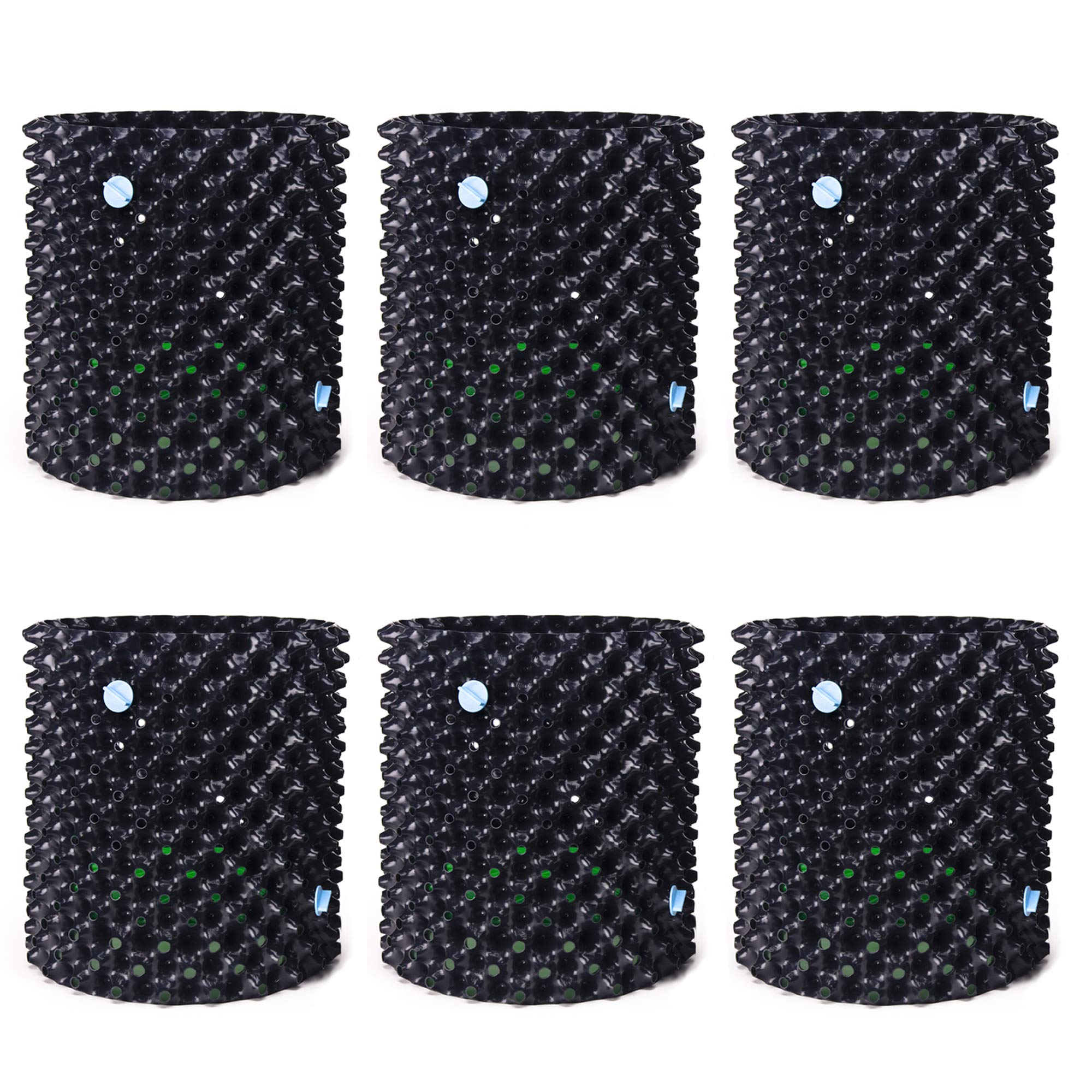 Superoots THAP5 3.6 Gallon/13.8 Liter Plant Pots - 6 Pack Black with Green Base Propagation Containers for Indoor/Outdoor Gardening, Seed Starting & Plant Growing