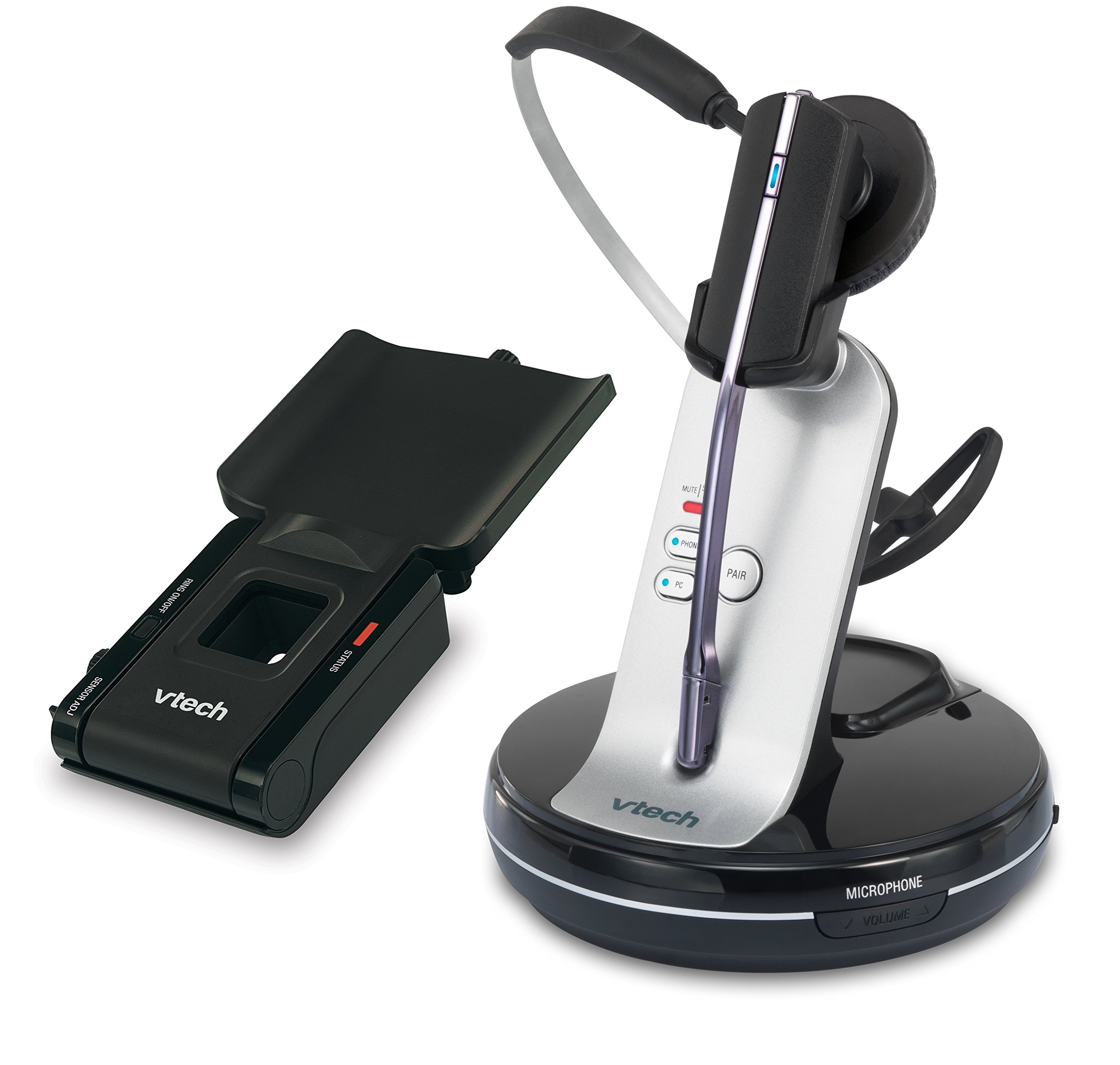 VTech VH6211 DECT 6.0 Wireless Headset - Convertible Softphone & Desk Phone Headset with Lifter for Office Professionals | Compatible with Business Phones | Perfect for Call Centers, Remote Work & Customer Service