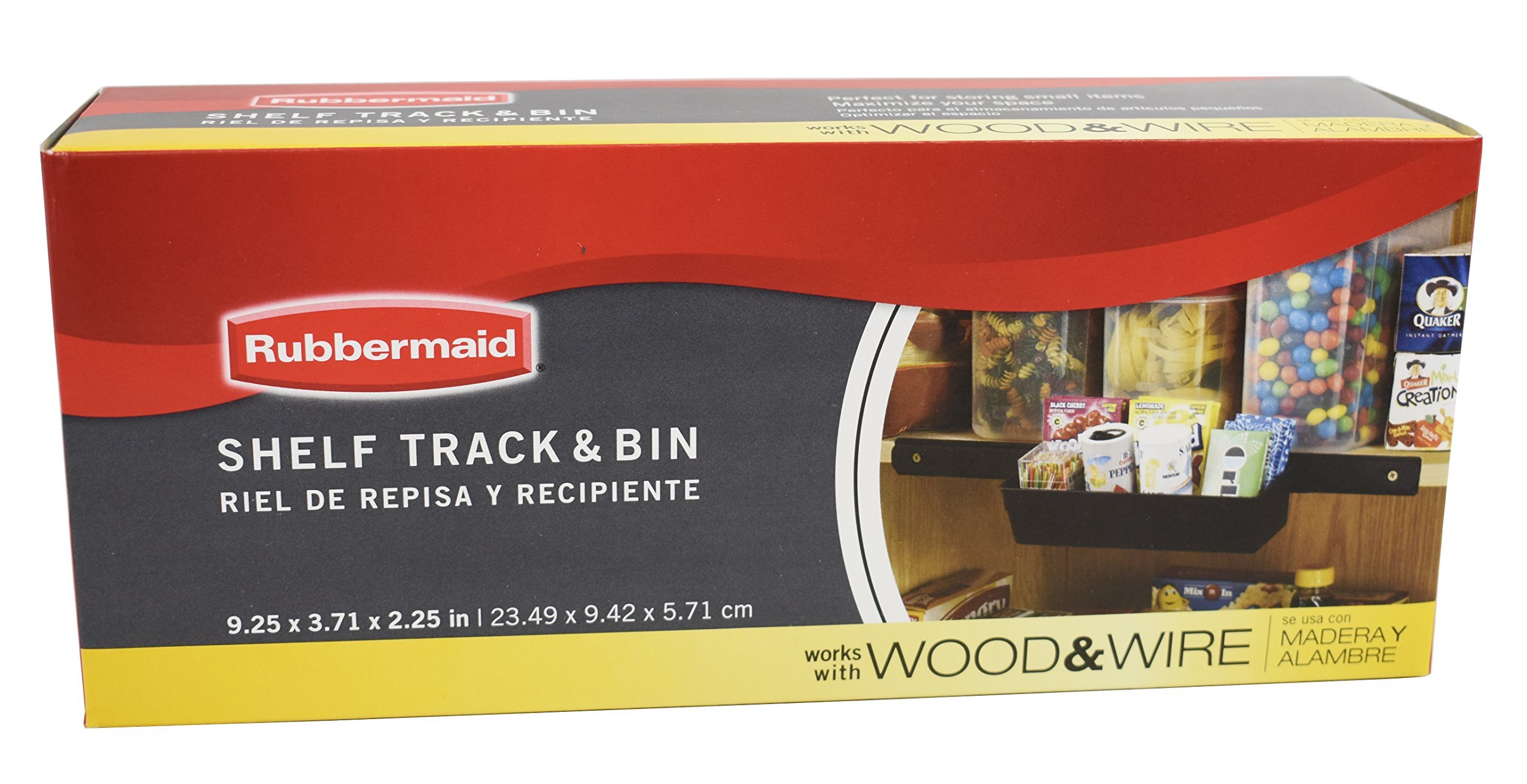 Rubbermaid Pantry Organization Shelf Track and Bin - Space-Saving Storage Solution for Kitchen Cabinets and Shelves