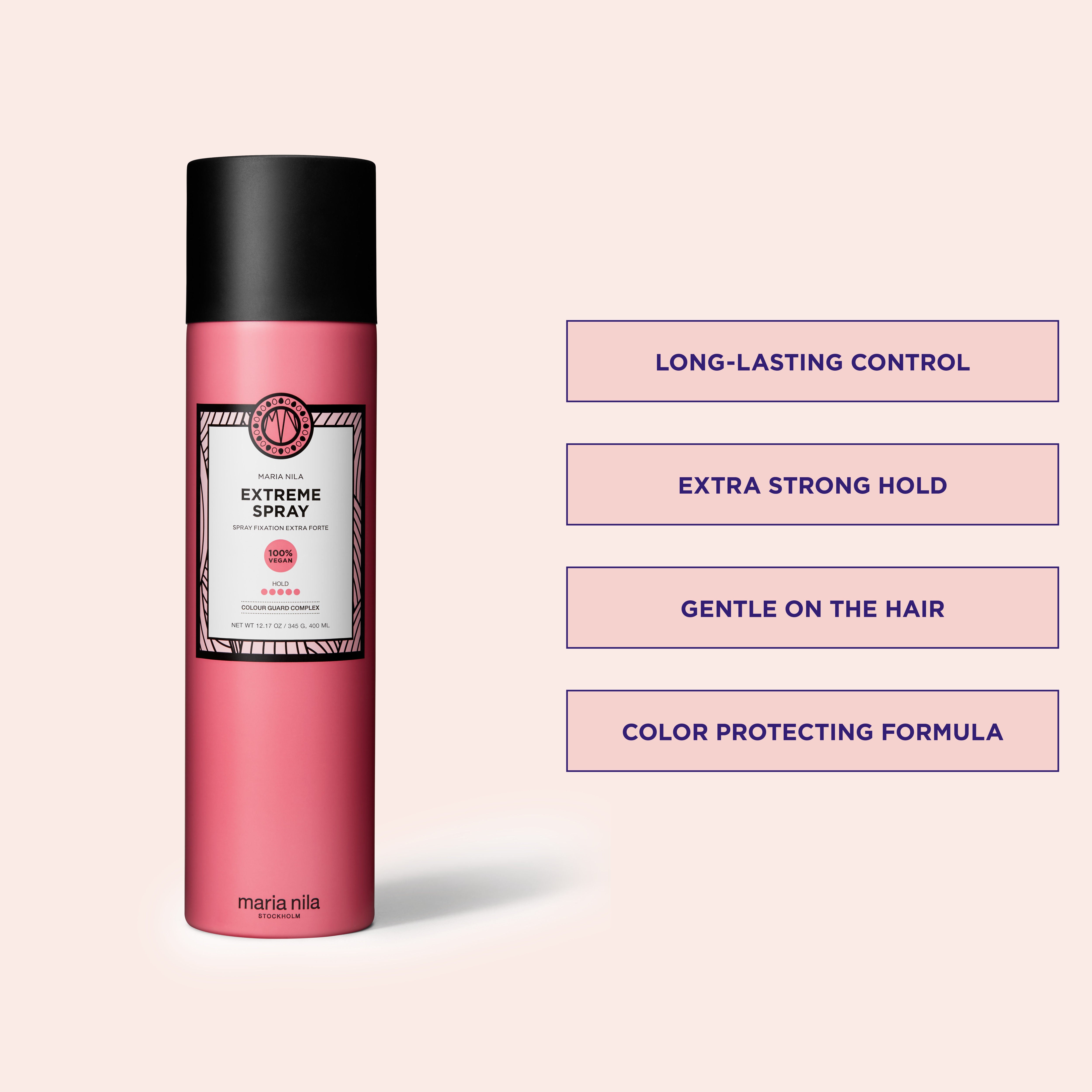 Maria Nila Extreme Spray - Hair Styling & Heat Protectant Spray for Frizz Control & Shine - Perfect for Salon Styling, Daily Use & Damaged Hair Care