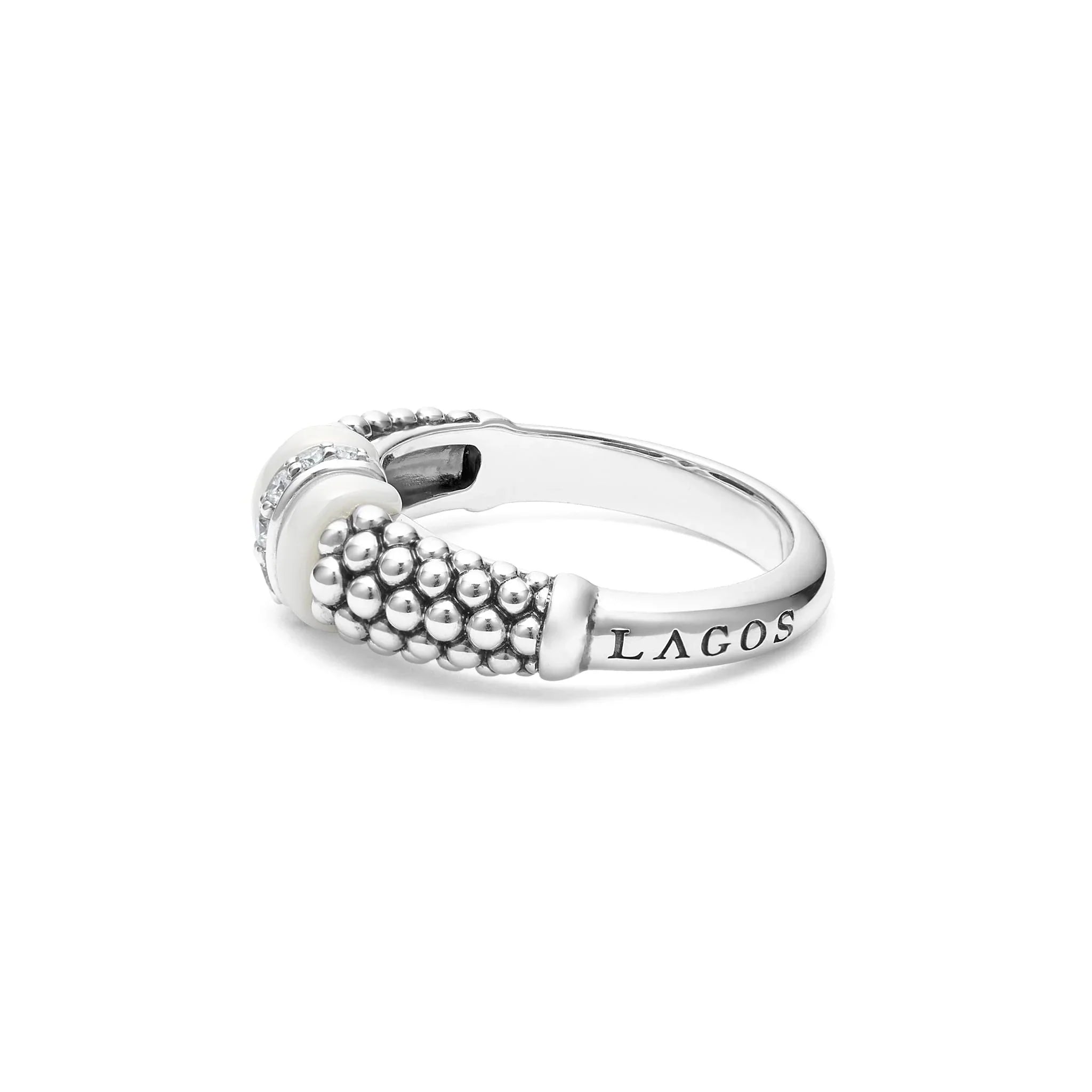 Elegant Ceramic and Caviar Diamond Ring for Women - Luxury Wedding, Engagement & Anniversary Jewelry Gift - Perfect for Special Occasions & Evening Events