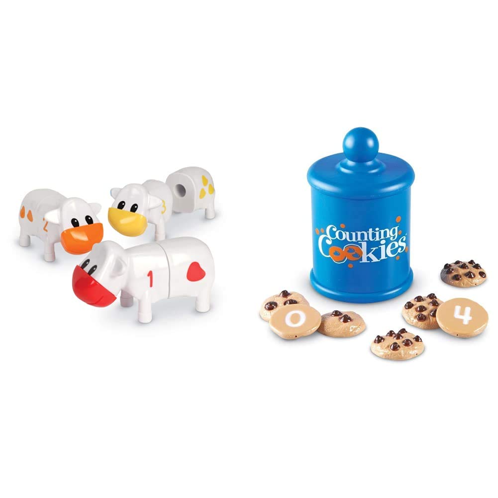 Learning Resources Counting Cows Toy Set (20pcs) & Smart Snacks Counting Cookies (11pcs) - Number Recognition Math Games for Toddlers Age 2+ - Preschool Learning Activities for Classroom & Homeschool