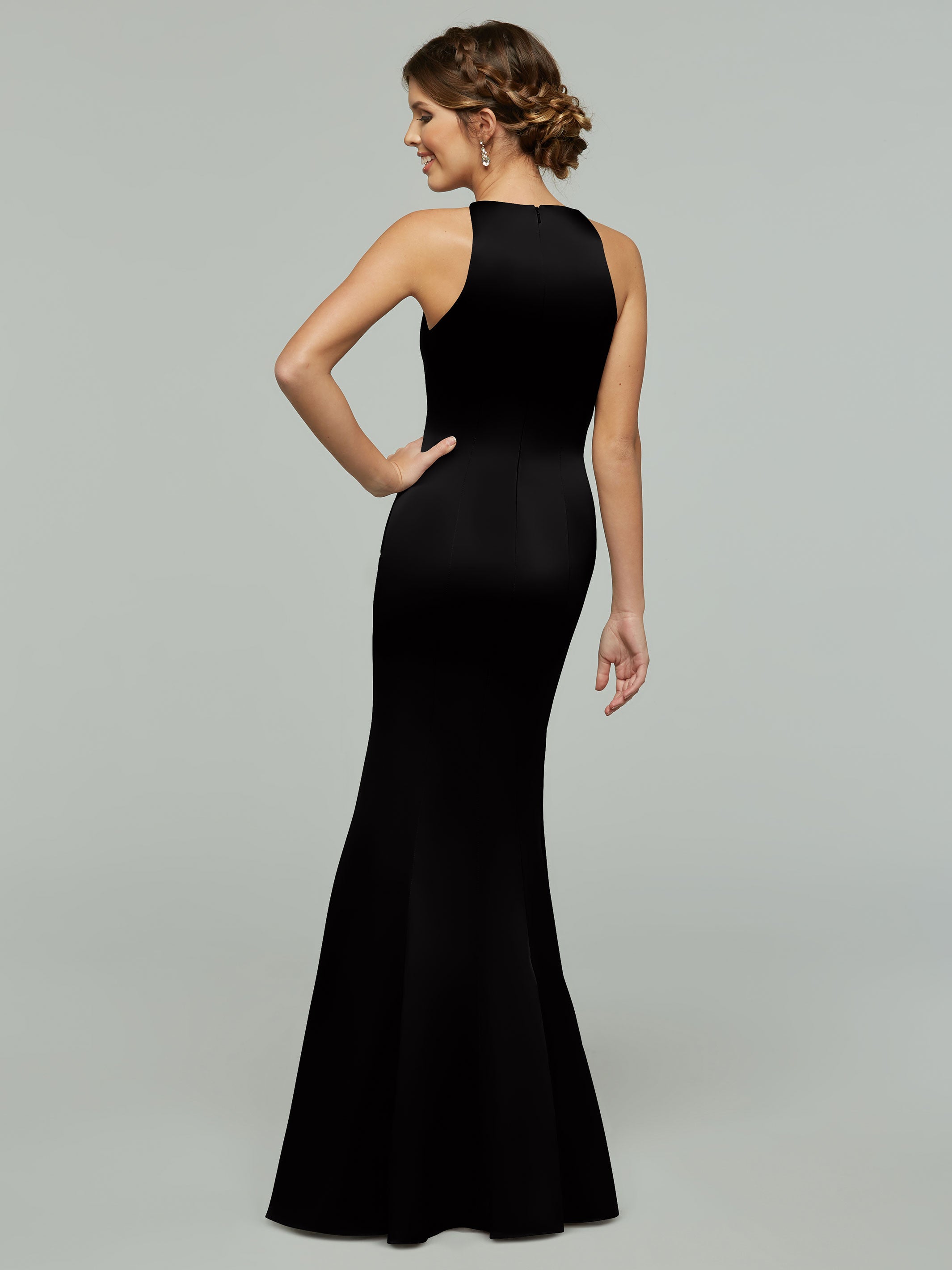 Elegant 80071 Mermaid Satin Bridesmaid Dress with Halter Neckline - Perfect for Weddings, Proms & Formal Events