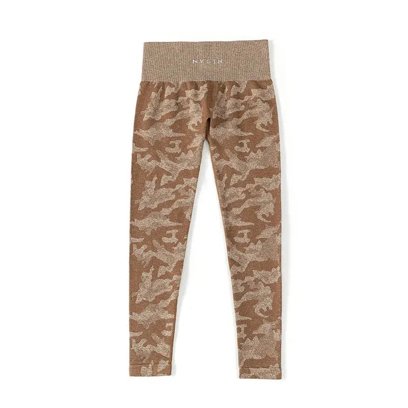 NVGTN Camo Seamless Workout Leggings for Women - Butt Lifting Yoga Pants with Stretch Fabric, High Waist Gym Tights & Fitness Outfits in Fuchsia Nylon - Perfect for Yoga, Running & Gym Training