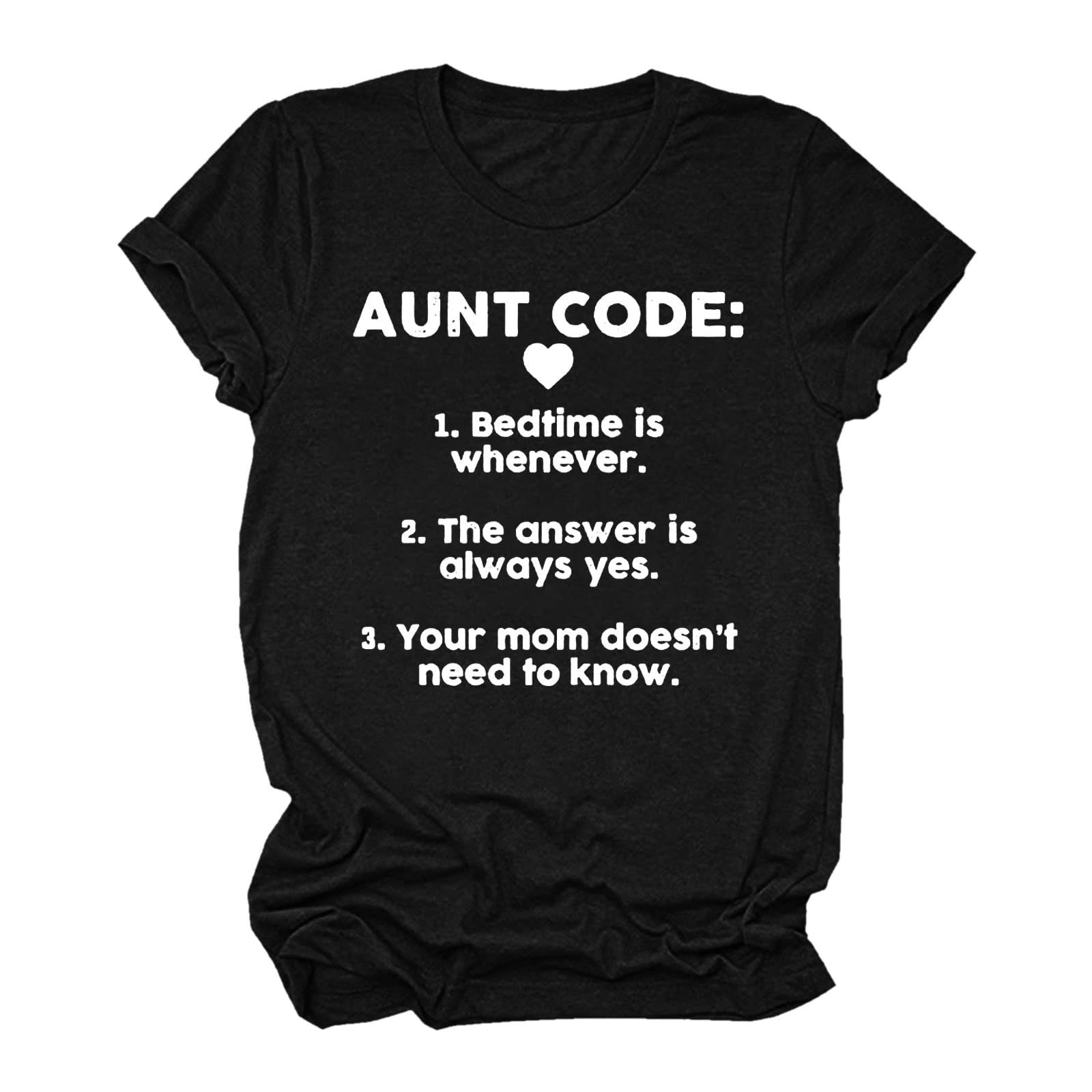 Funny Aunt T-Shirts for Women - Cute Graphic Tees with Saying & Aunt Code - Summer Casual Short Sleeve Tops - Perfect for Family Reunions, Birthday Gifts & Aunt Appreciation
