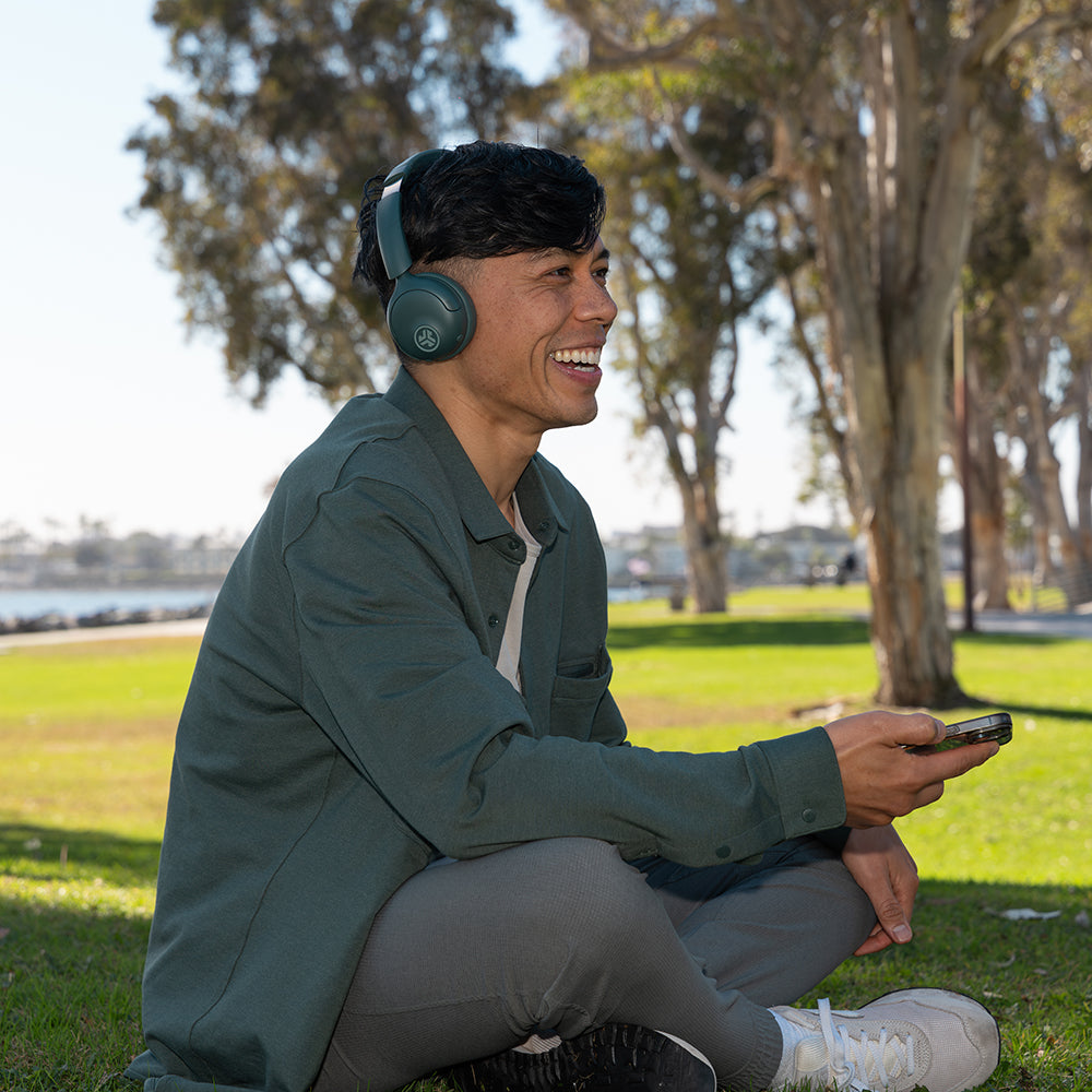 Go Lux ANC Wireless Headphones with Active Noise Cancelling - Bluetooth 5.0 Over-Ear Headset, 40H Playtime, Hi-Fi Sound for Travel, Work & Gaming (Sage Green)