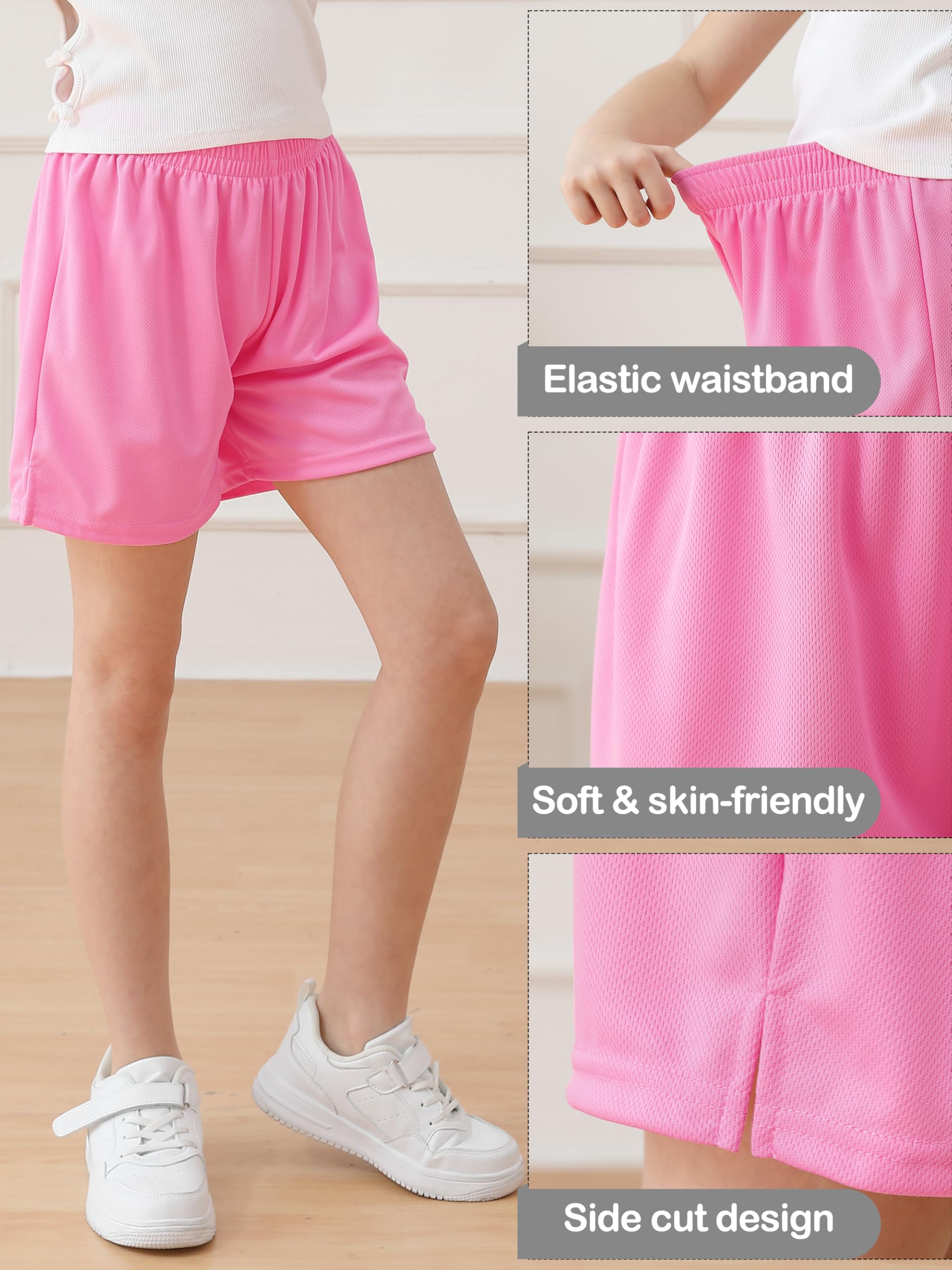 Resilient Girls' Athletic Mesh Shorts - Breathable Youth Basketball & Soccer Shorts for Kids - Active Sports & Gym Shorts - Perfect for Training, Running, and Team Sports