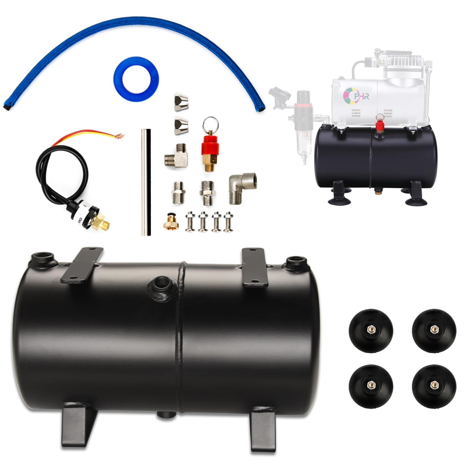 OPHIR 3L Air Tank Kit with Adapters & Tube - DIY Airbrush Compressor Conversion Kit for Hobby Models - Portable Air Storage Tank for Painting, Crafting & Model Building