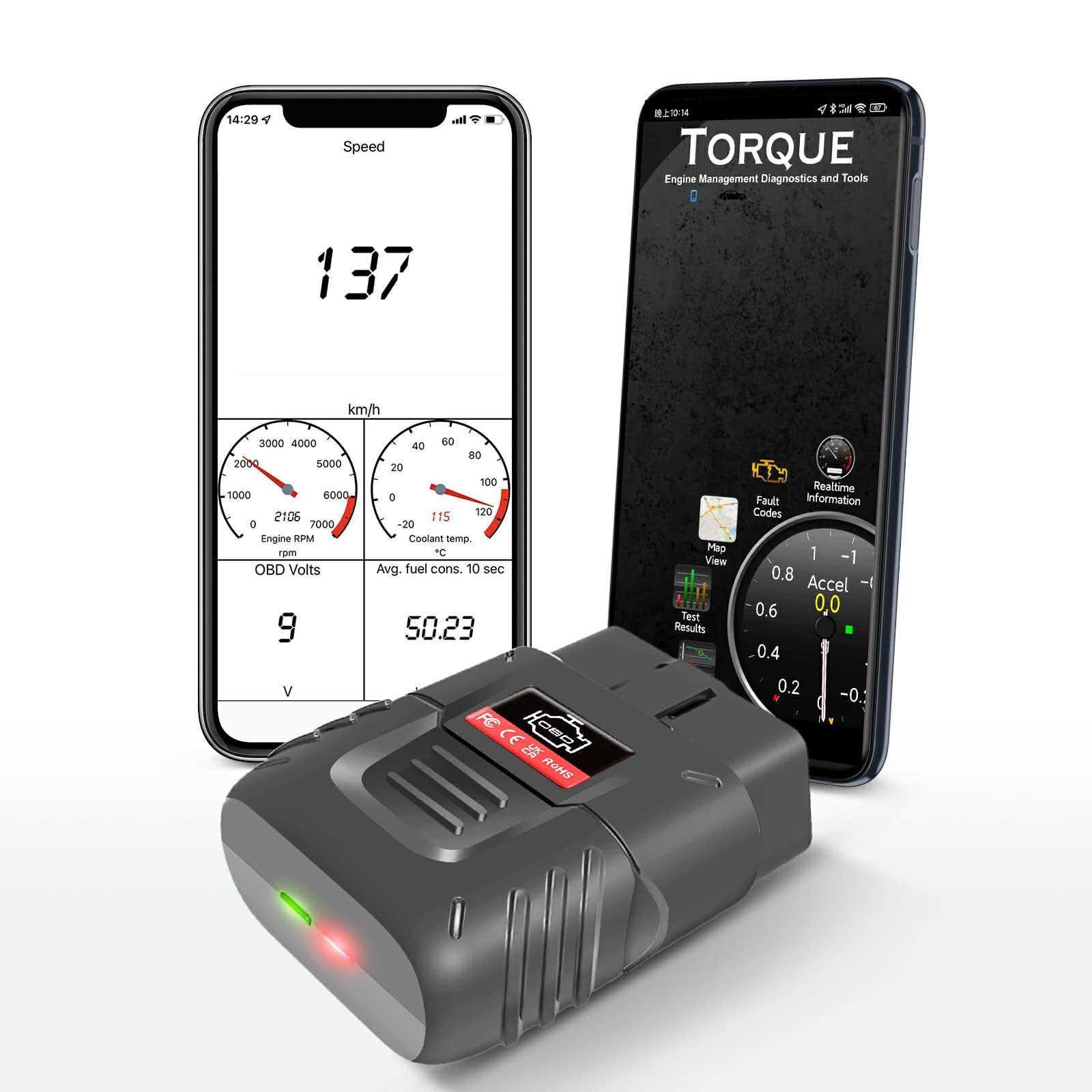 Easesuper Bluetooth 4.2 OBD2 Scanner for iPhone & Android - Car Diagnostic Tool, Auto Scan Engine Fault Code Reader for OBDII Vehicles (Perfect for DIY Car Repairs & Maintenance)