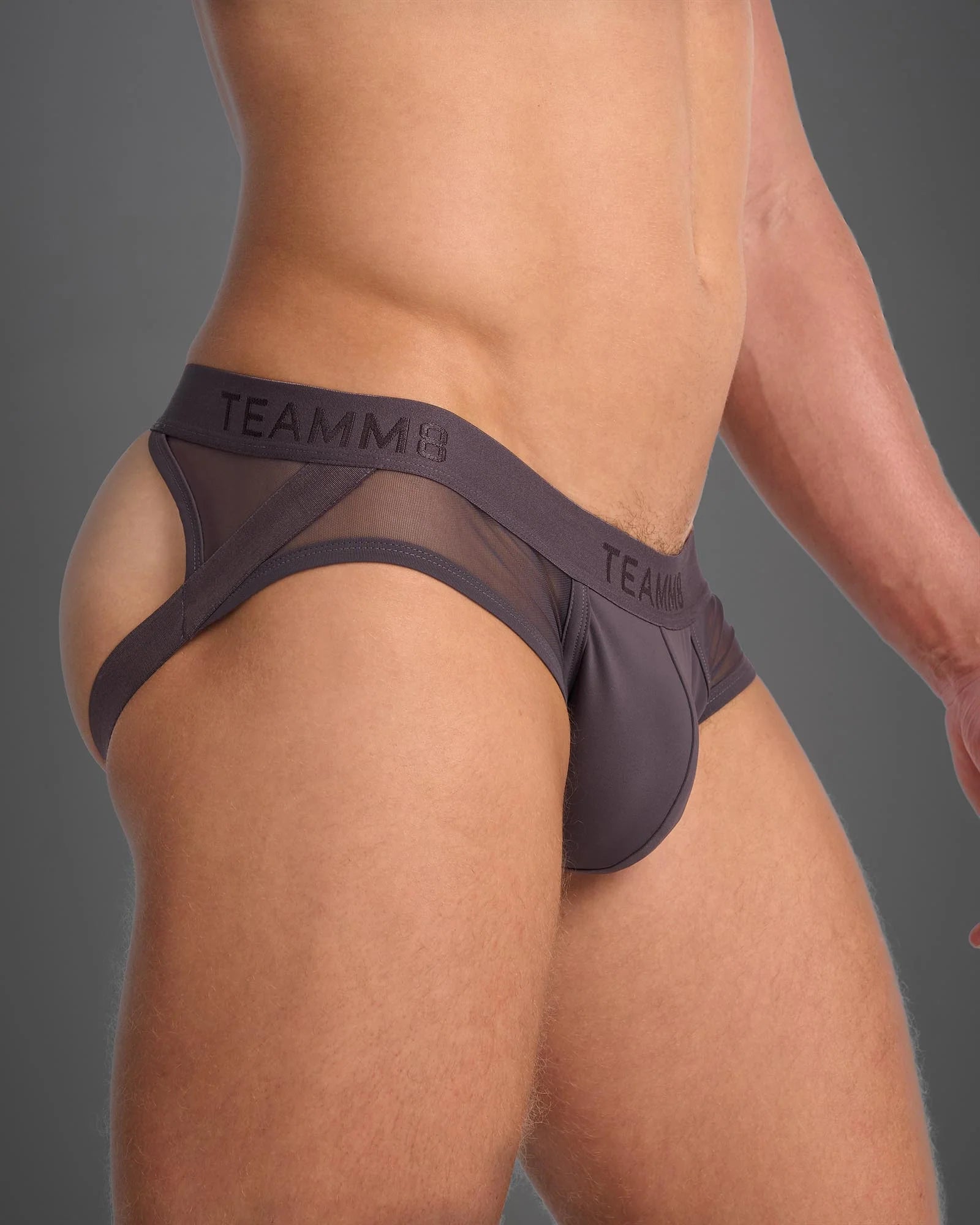 Teamm8 Score Sheer Mesh Jockstrap in Gunmetal - Perfect for Sports, Workouts & Active Lifestyles