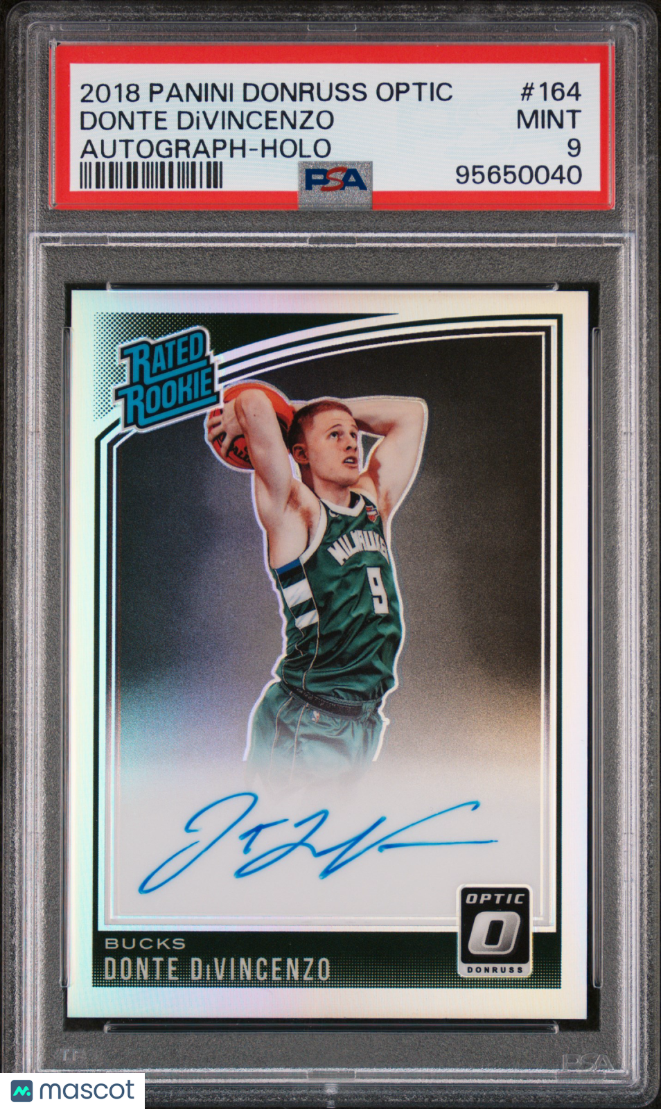 2018 Panini Donruss Optic Rated Rookie Donte DiVincenzo Auto Holo #164 PSA 9 - Basketball Trading Card for Collectors & Sports Fans