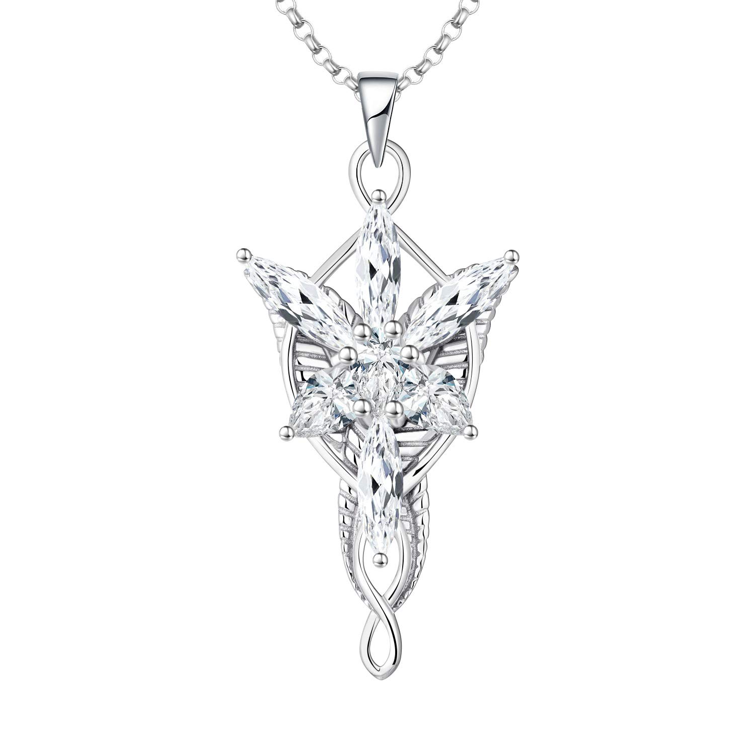 JO WISDOM Arwen Evenstar Necklace - 925 Silver LOTR Jewelry with CZ for Women | Gift & Cosplay