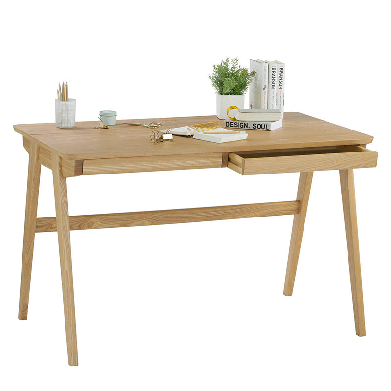 KEIR 47-Inch Natural Wood Study Desk - Perfect for Home Office, Dorm Room & Small Spaces | Modern Writing Desk with Sturdy Frame for Work & Study
