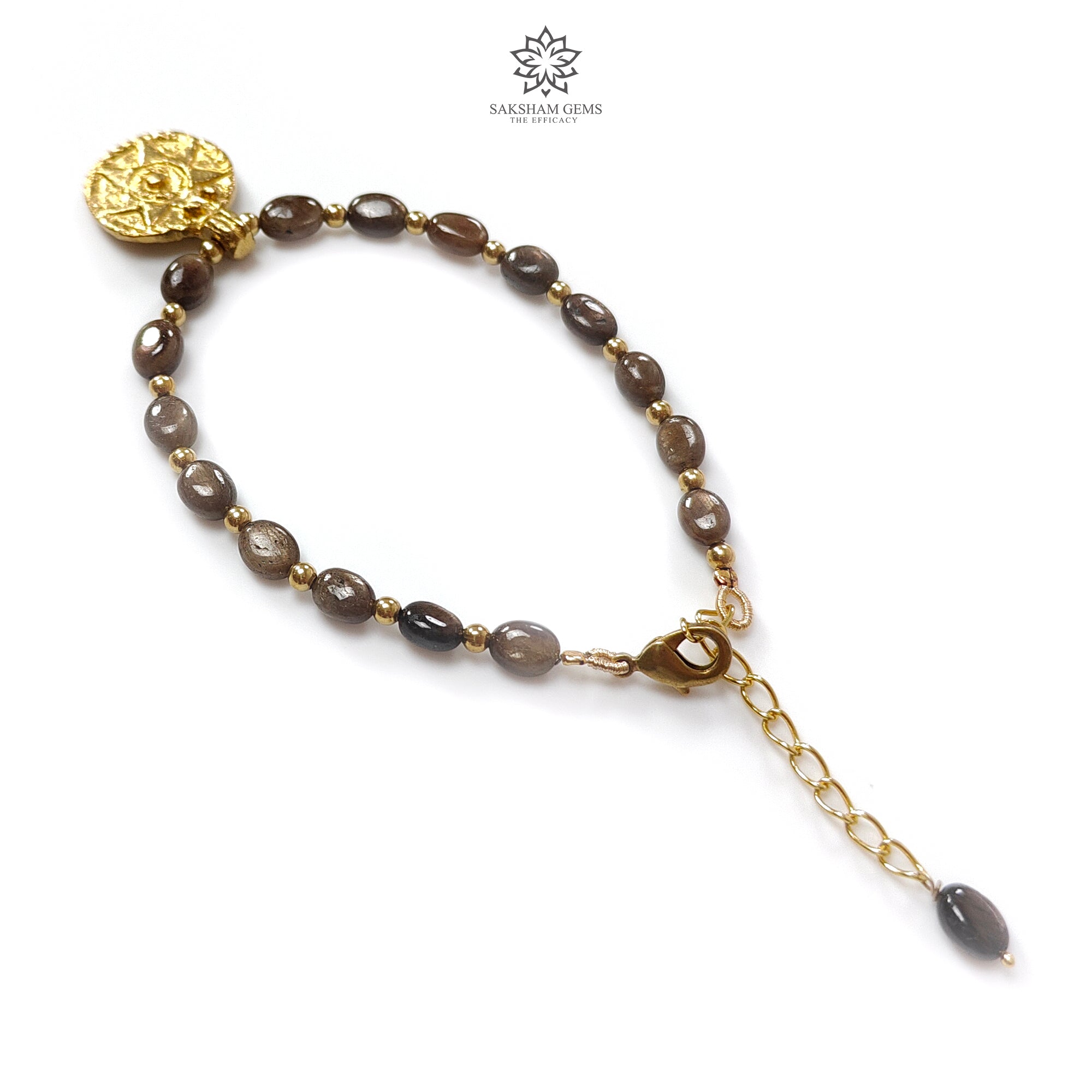 Natural Untreated Golden Brown Chocolate Sapphire Beads Bracelet - 59.75cts Oval Shape Plain Brass Jewelry (7*5mm, 6.5