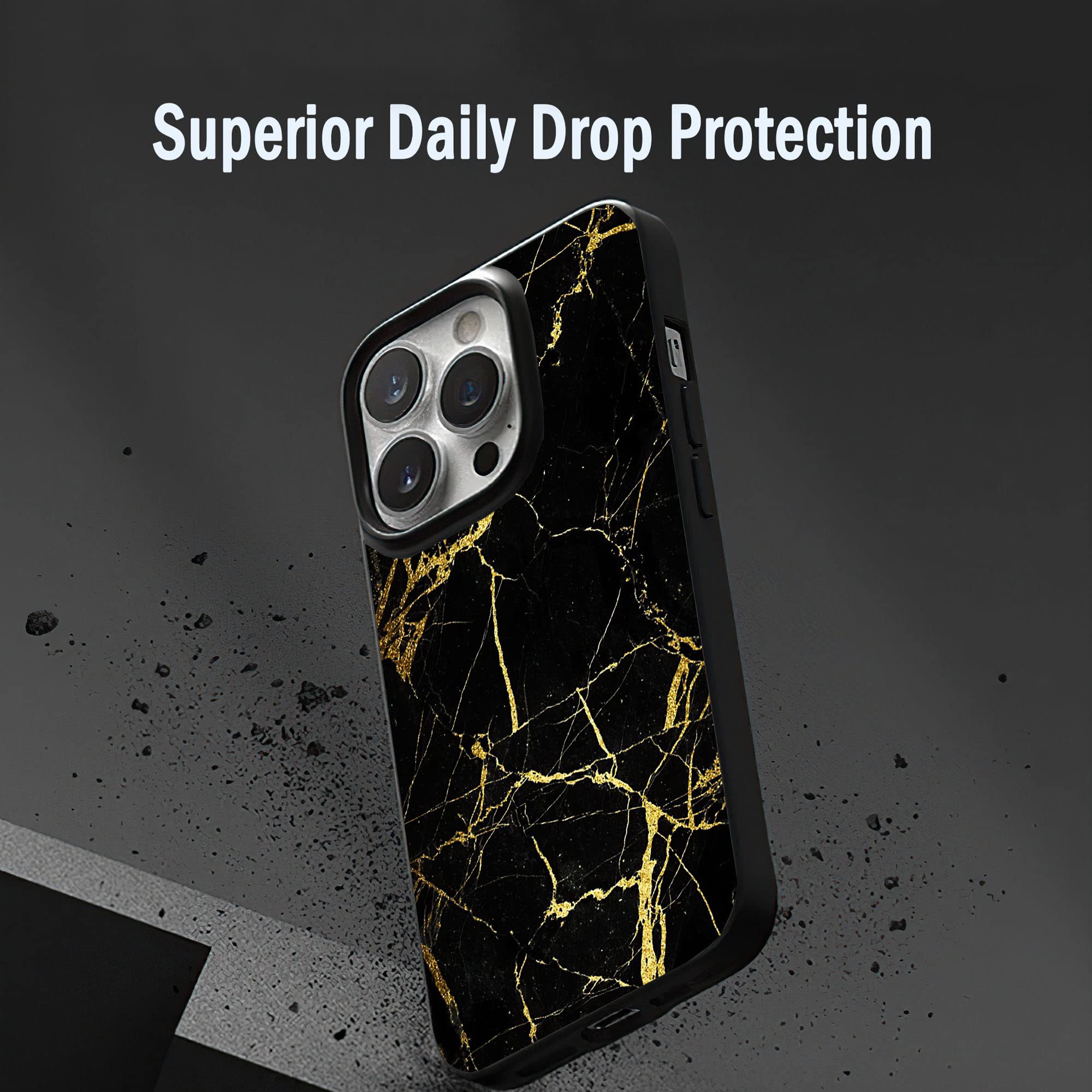 Shockproof Liquid Silicone Case for iPhone 13 Pro Max 6.7 inch - Soft Gel Rubber Protective Cover with Black Gold Marble Design | Durable Full-Body Protection for Everyday Use, Travel & Outdoor Activities