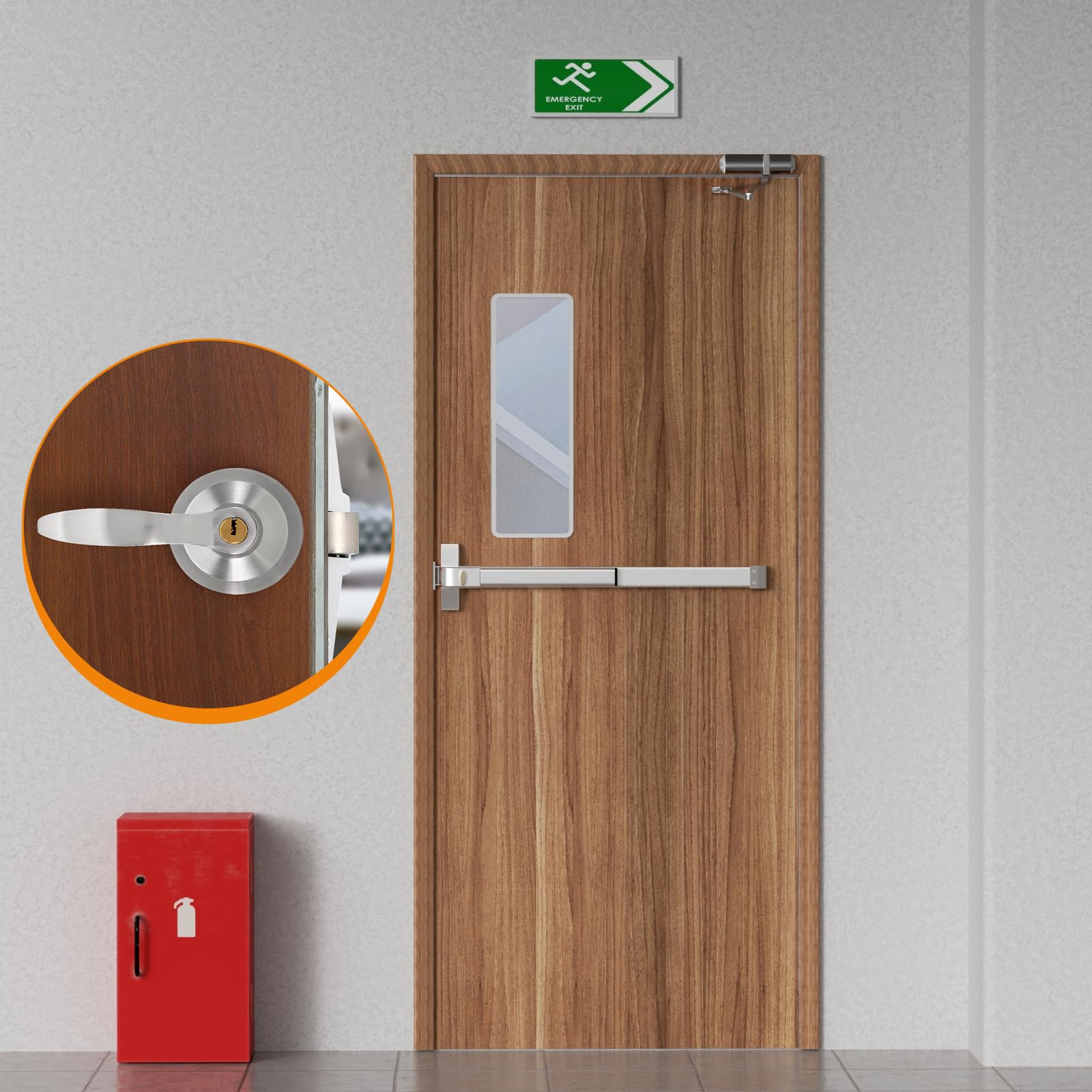 BEAMNOVA Commercial Door Push Bar Panic Exit Device with Exterior Lever Lock, Key Roller, Strike Plate & End Cap - Universal Emergency Hardware for 27.5