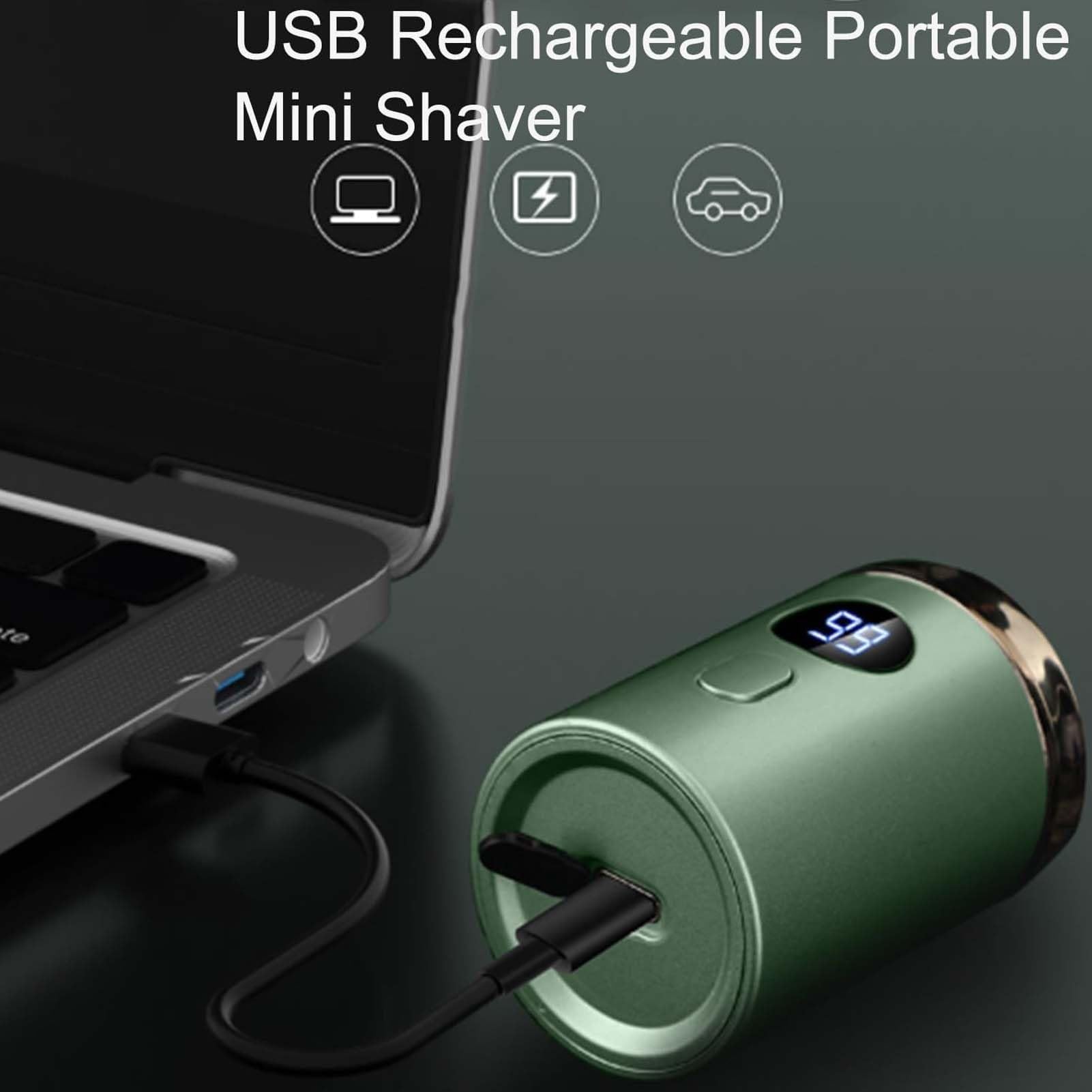 Premium Vishopee Mini Portable Electric Shaver for Men - USB Rechargeable, Waterproof Beard Trimmer & Grooming Kit (Gold) | Perfect for Travel, Gym, Office & Daily Use