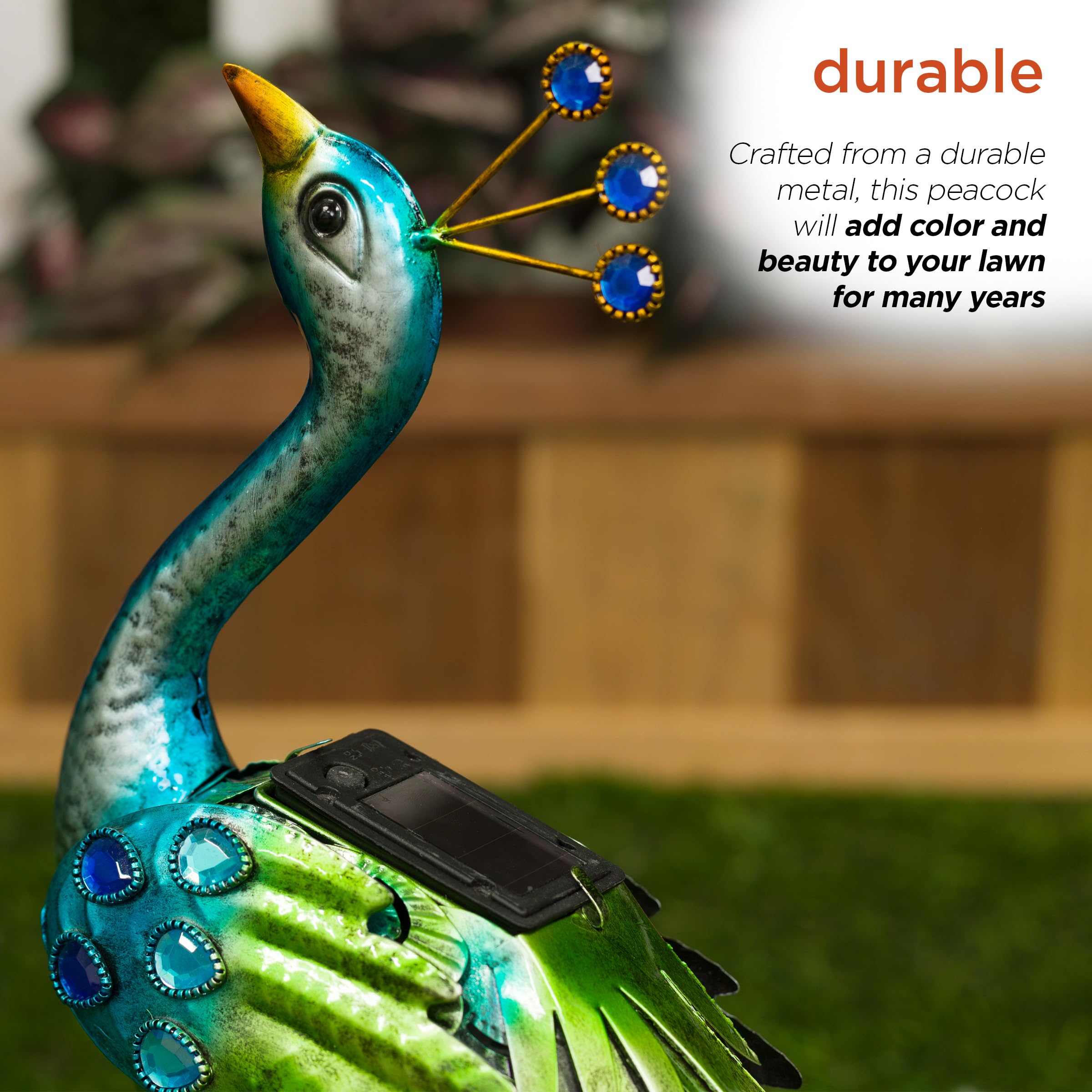 Solar Powered Peacock Garden Statue with LED Lights - 20