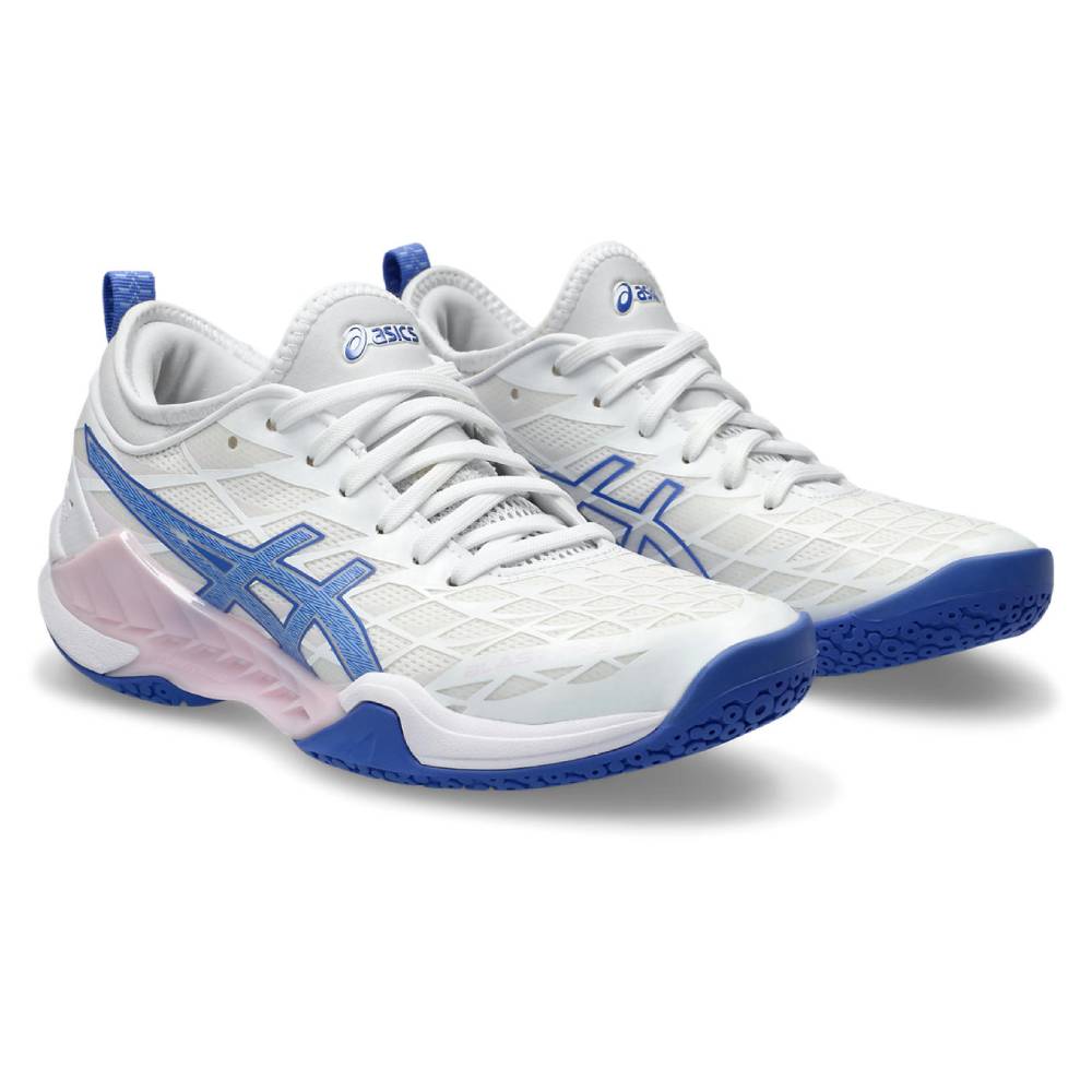 ASICS Blast FF 3 Women's Volleyball Shoes - White/Sapphire - Indoor Court Shoes for Women - Perfect for Volleyball, Badminton & Squash Games