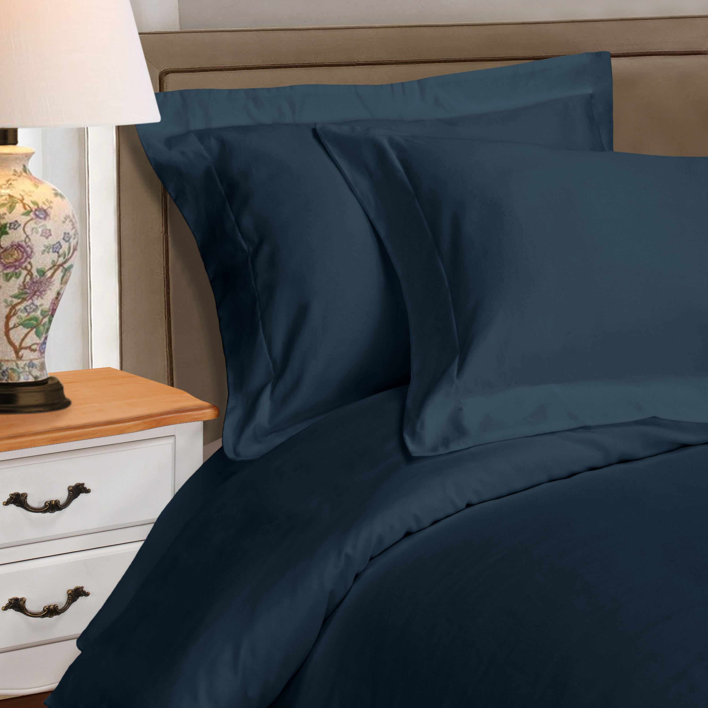 1000 Thread Count Egyptian Cotton Solid Duvet Cover Set - Luxury Bedding for Master Bedroom & Guest Room - Soft Breathable Duvet Cover for All Seasons
