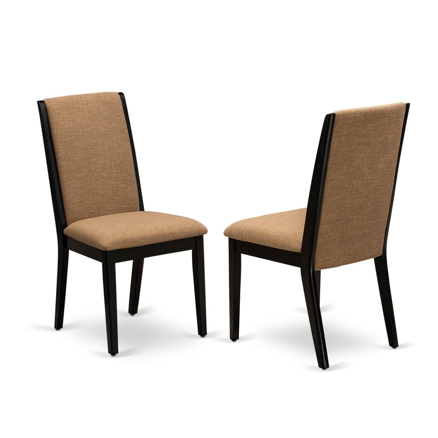 East West Furniture 5-Piece Modern Dining Room Set - 36x36 Inch Round Pedestal Table & 4 Upholstered Chairs in Wirebrushed Black - Perfect for Small Kitchens, Breakfast Nooks & Apartment Dining Areas