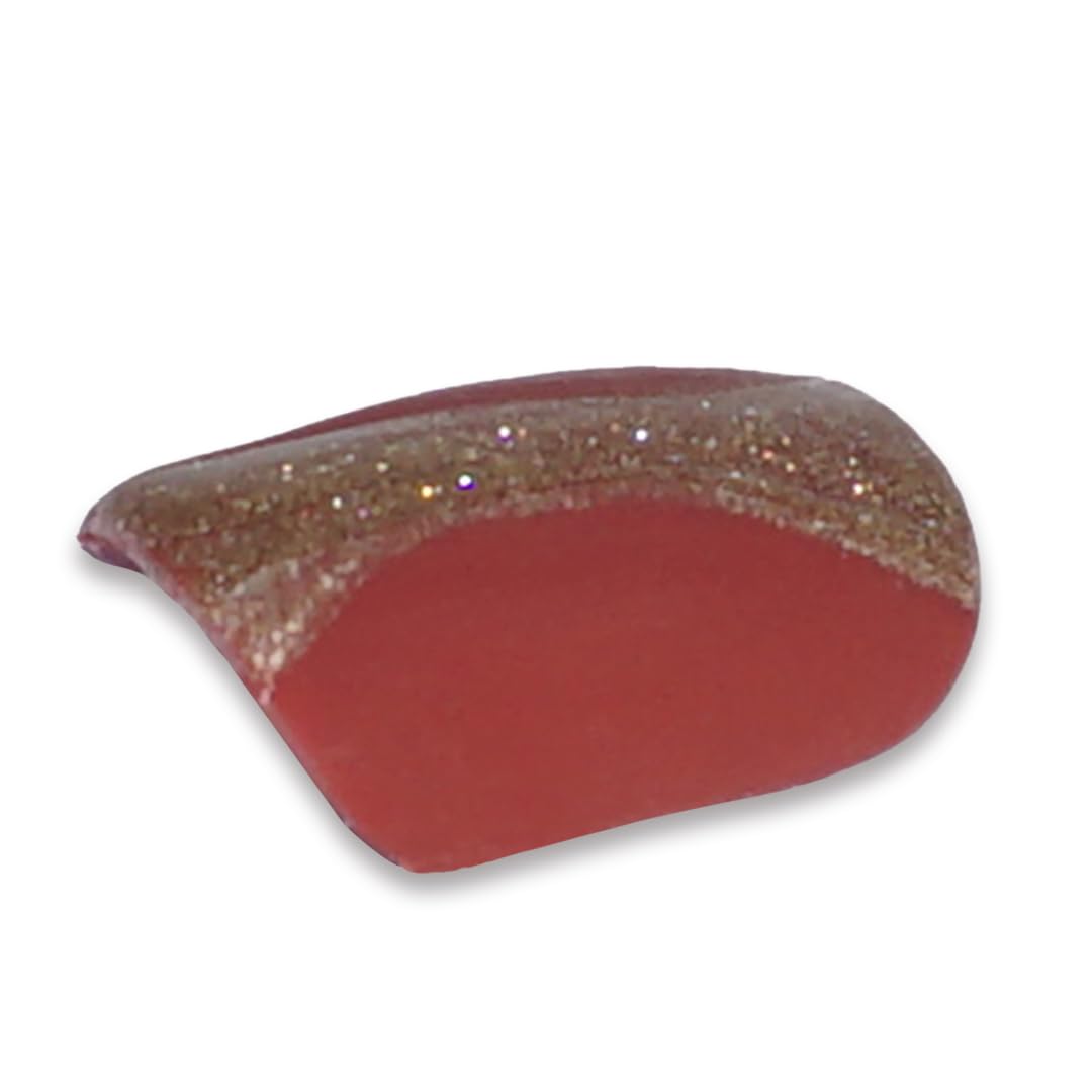Premium Fake Press-On Nails - Red Gold Set of 20 | Reusable Full Coverage Artificial Nails with UV Gel Polish Coating | Easy to Apply Stick-On Nail Extensions for Both Hands | Perfect for Parties, Weddings, Date Nights & Everyday Wear