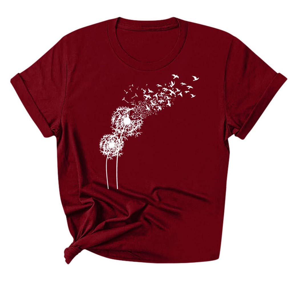 Women's Summer Short Sleeve T-Shirt - Leaf Print Casual O-Neck Blouse Top | Perfect for Beach Outings, Casual Wear & Summer Vacations