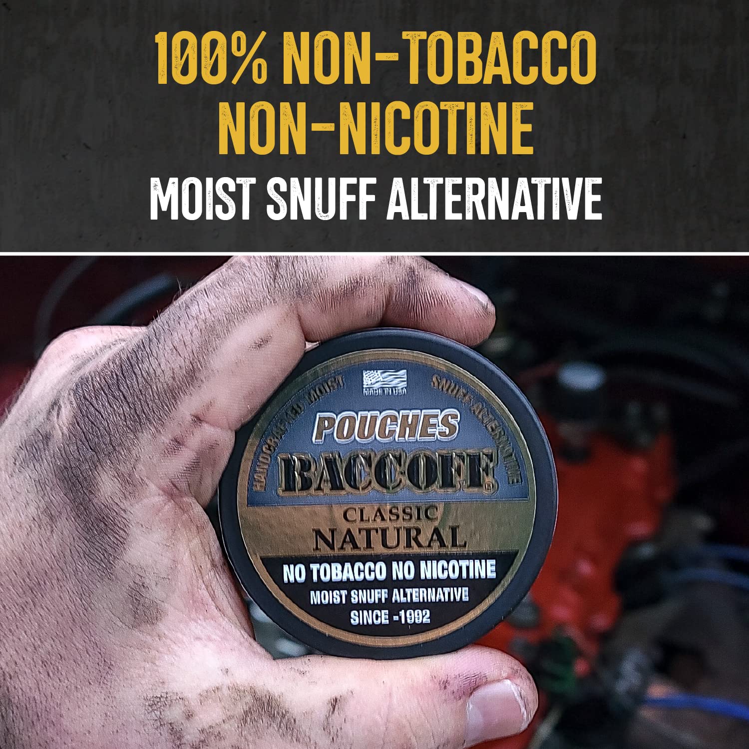 5 Cans BaccOff Classic Natural Pouches - Tobacco Free & Nicotine Free Snuff Alternative for Smokers | Fresh Breath Solution for Work, Travel & Social Events