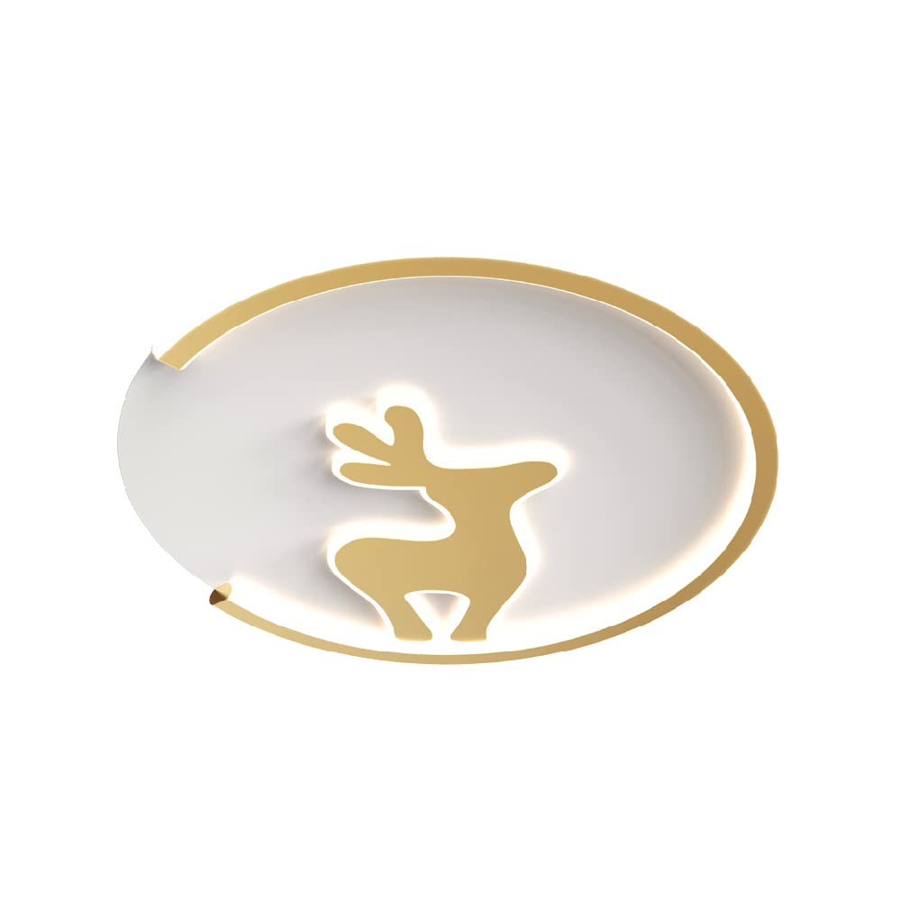 European Style Fawn Graphic LED Flush Mount Ceiling Light - Ultra Thin 1.5in Aluminum Housing Lighting Fixture 3000K Warm White - Perfect for Kids' Bedroom, Nursery, Princess Room & Playroom Decor