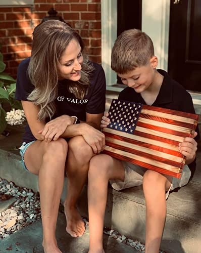 Flags of Valor Liberty Series Wooden American Flag - Handcrafted Patriotic Wall Art, US Flag Decor Made in USA by Veterans | Perfect for Man Cave, Office, or Home Decor - Ready to Hang (10
