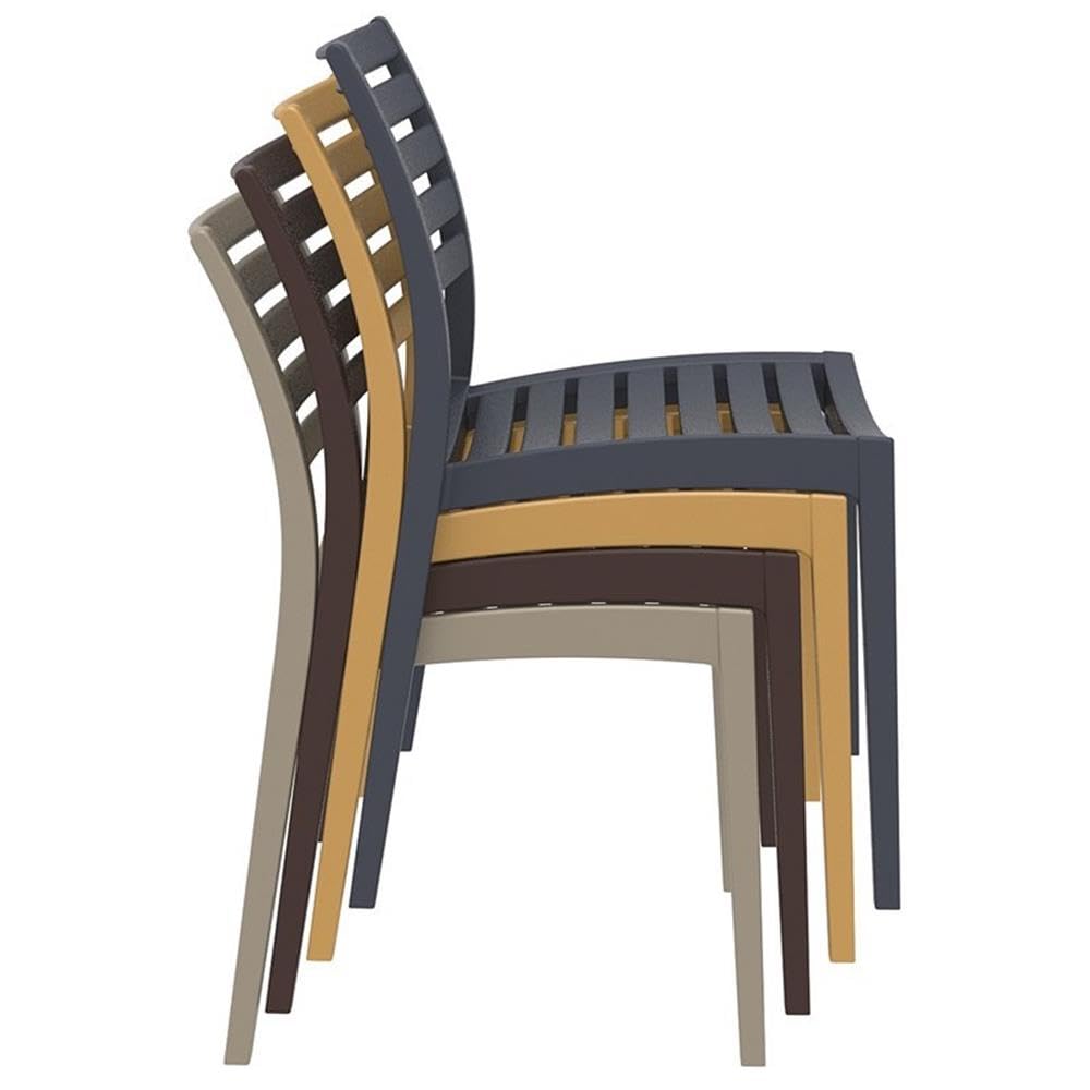 Compamia Ares Outdoor Patio Dining Chairs - Silver Gray Set of 2 - Weather-Resistant Metal Garden Chairs for Backyard, Poolside & Restaurant Use
