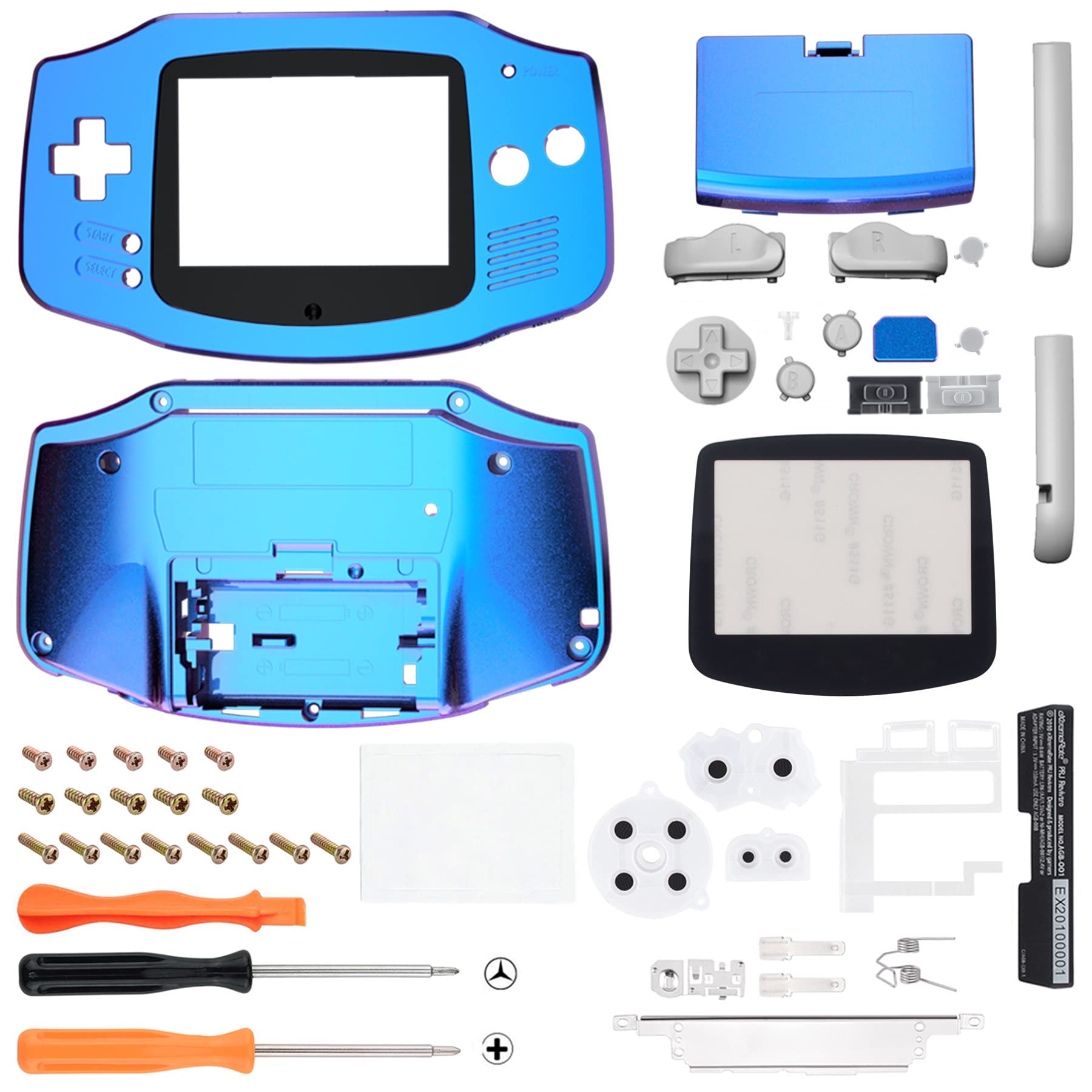 eXtremeRate Replacement Shell with Full Button Cover for Gameboy Advance GBA - Compatible with IPS & Standard LCD Screens (Console & IPS Screen Not Included) - Chameleon Purple Blue - Perfect for Gaming Enthusiasts & Retro Console Modding