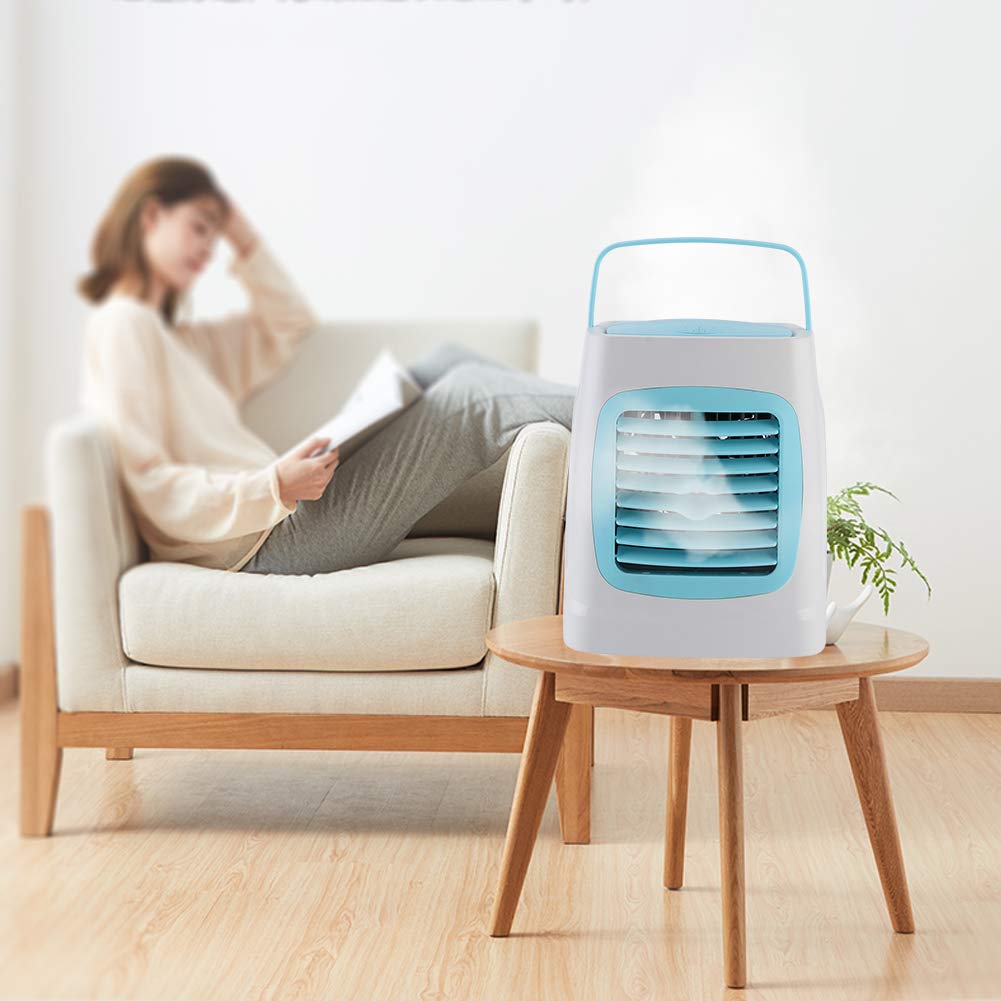 Ciciglow Mini Air Conditioner - Portable Cooling Fan for Office, Home, Camping & Kitchen | Sky Blue with Insect Repellent | Personal Space Cooler for Desks, Tents & Small Rooms