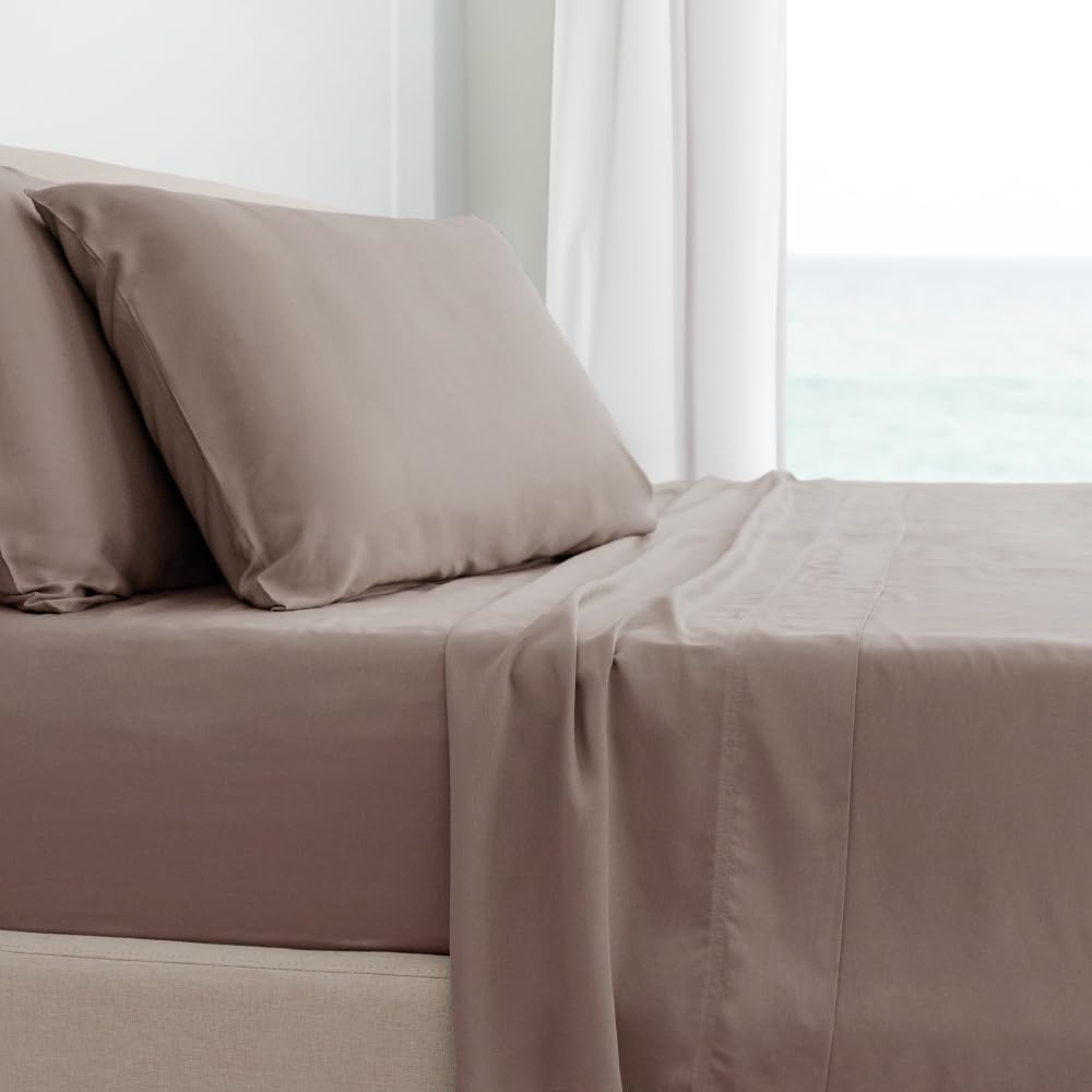 Cariloha Classic 4-Piece Twill Sheet Set - Queen Size Viscose Bamboo Sheets | Hypoallergenic, Ultra Soft & Cooling Bedding for Hot Sleepers | Perfect for Summer Nights, Luxury Hotels & Beach House Retreats