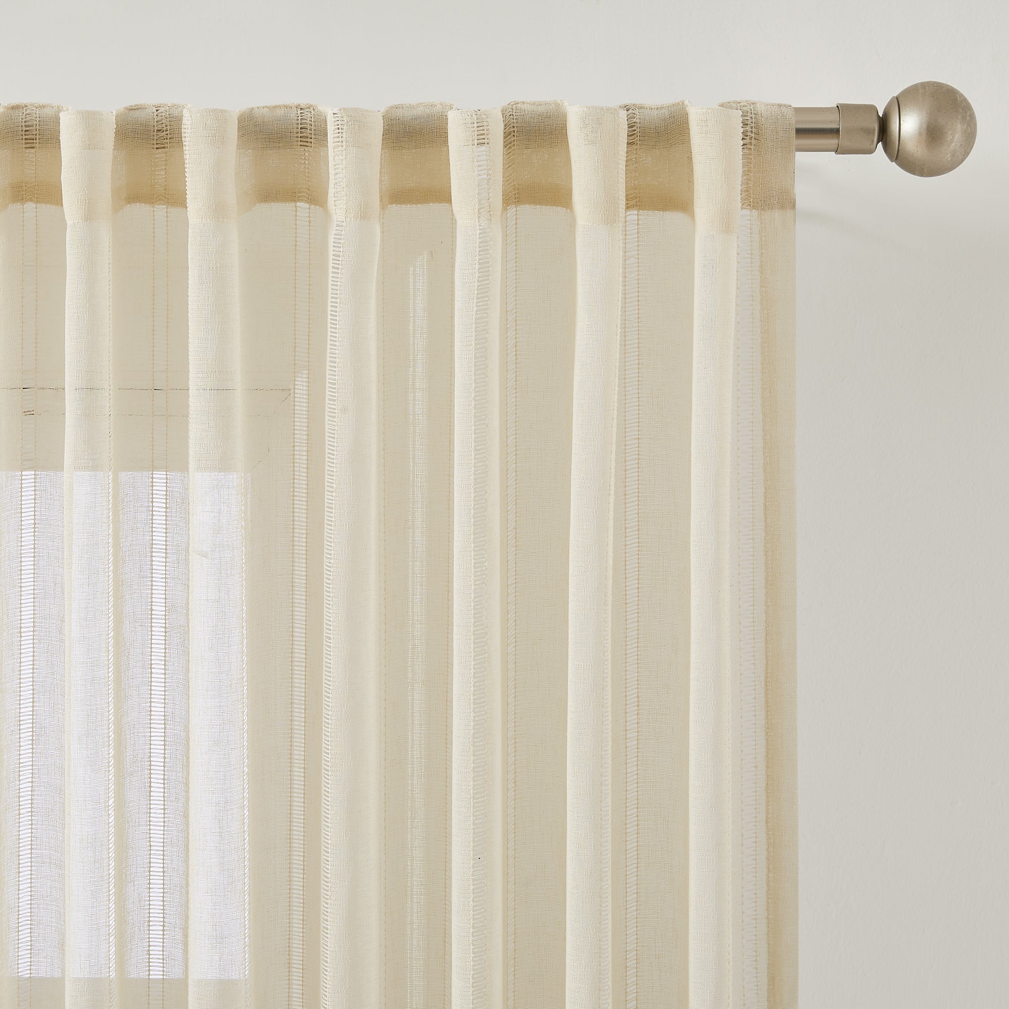 Calia Textured Stripe Sheer Window Curtain Panels - Light Filtering Privacy Drapes for Living Room & Bedroom