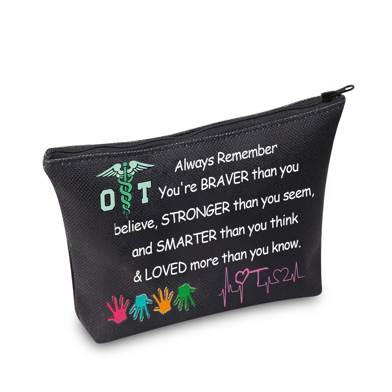 MBMSO OT Gifts - Black Medium Occupational Therapy Bag with Zipper | Therapist Cosmetic Pouch for Makeup & Medical Supplies | Perfect for OT Students, Practitioners & Healthcare Professionals