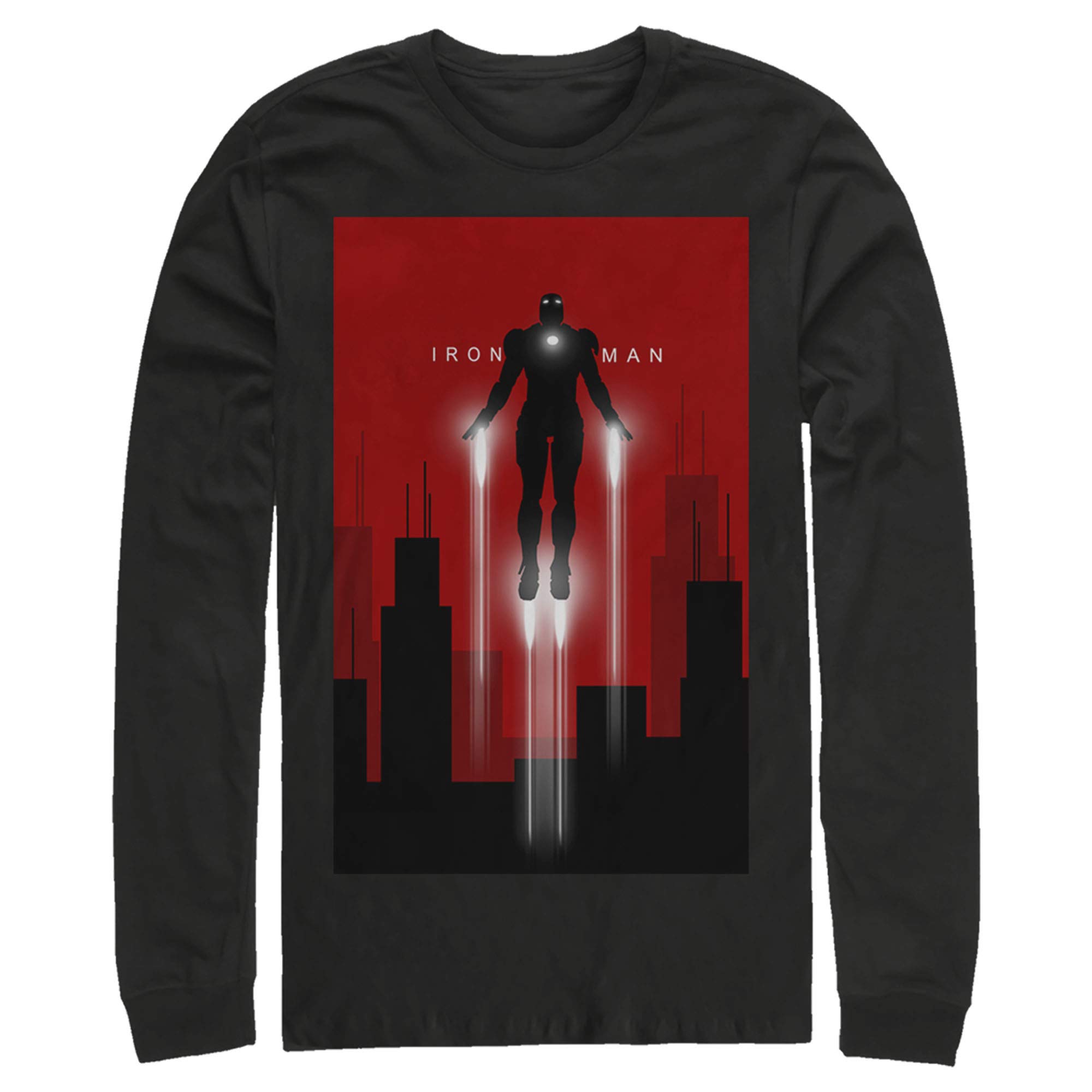 Marvel Iron Man in Flight Graphic Long Sleeve T-Shirt for Men | Superhero Comic Tee | Casual Wear & Cosplay Outfit