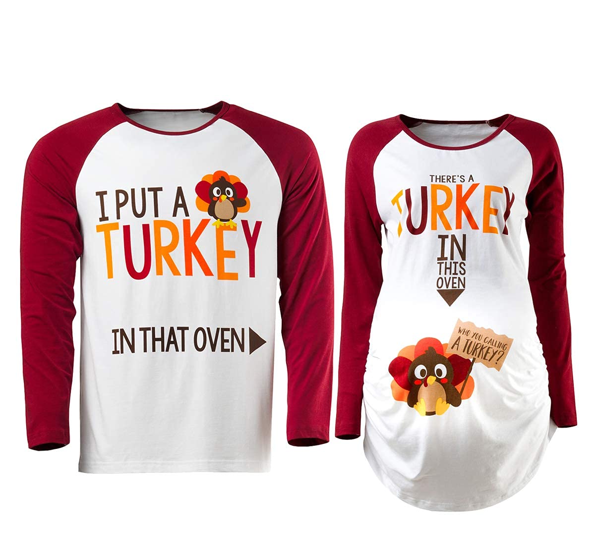 Thanksgiving Matching Family Shirts - Turkey Costume Maternity Long Sleeve Tops for Women | Holiday Party Outfit, Family Photos & Festive Gatherings