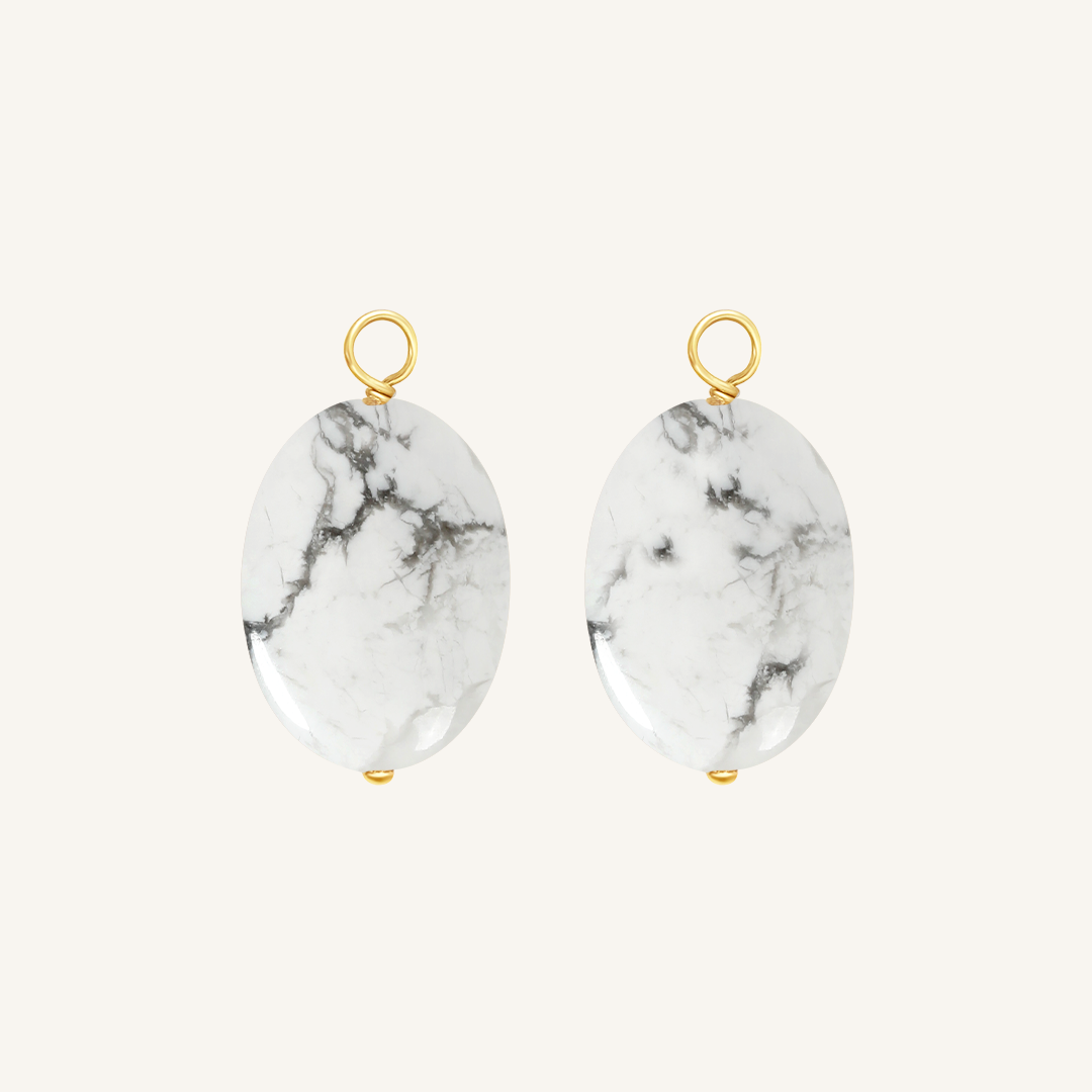 Howlite Stone Hoop Earrings - Set of 2 Natural Stone Jewelry for Clarity & Calm - Perfect for Meditation, Yoga & Spiritual Healing