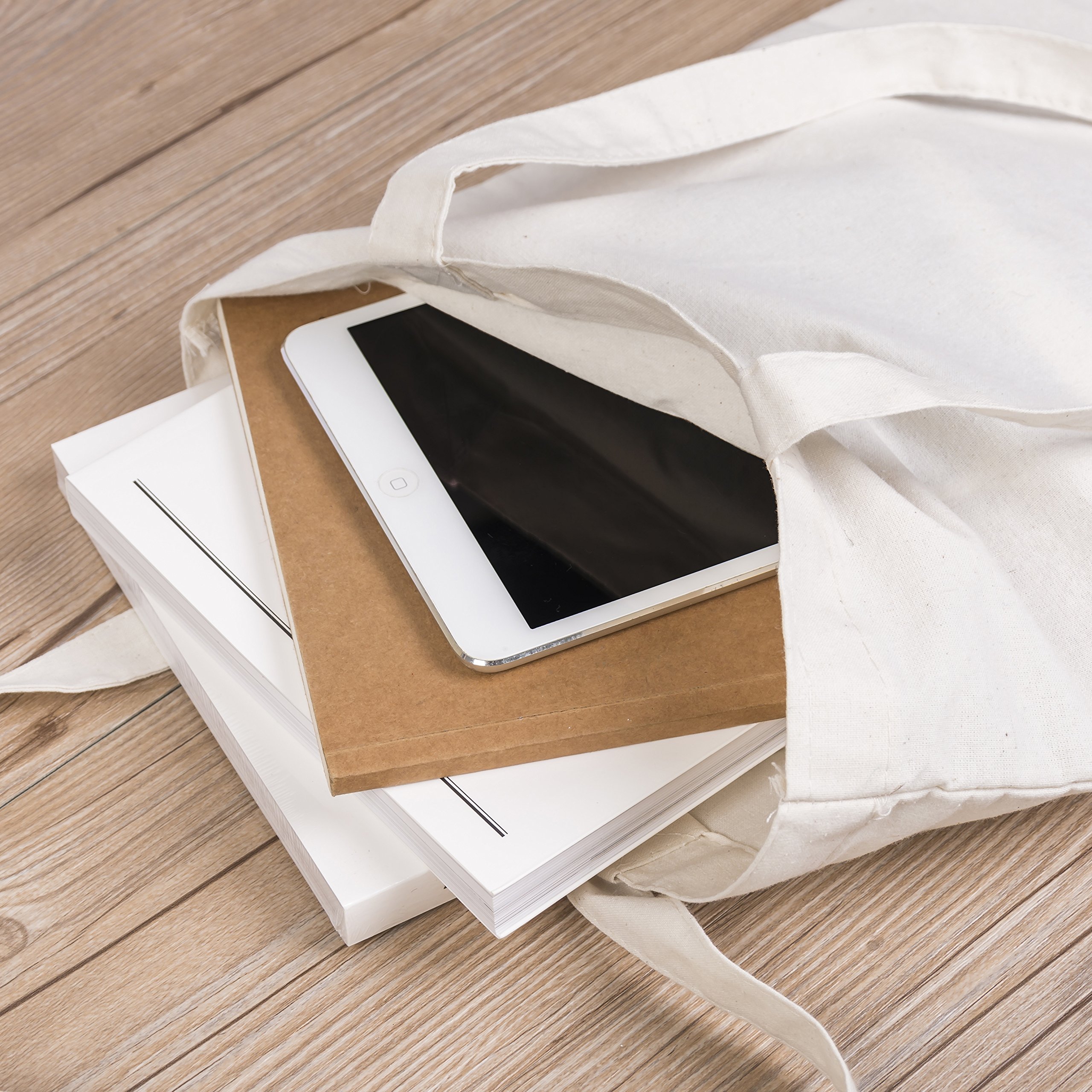 12-Pack Natural Canvas Tote Bags 14x12 Inches - Eco-Friendly Reusable Shopping Bags for Crafts, Wedding Favors, Gift Bags, Lunch & Beach Trips - Perfect for Groceries, Picnics & Farmers Markets
