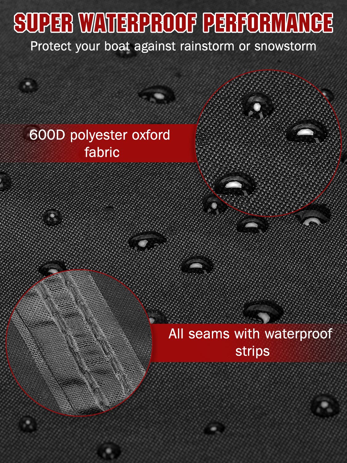 Heavy Duty Marine Grade Polyester Waterproof Boat Cover - All Weather Protection for Bass Runabout, Fishing Boats, Pro-Style, V-Hull & TRI-Hull Boats | Perfect for Outdoor Storage & Watercraft Protection