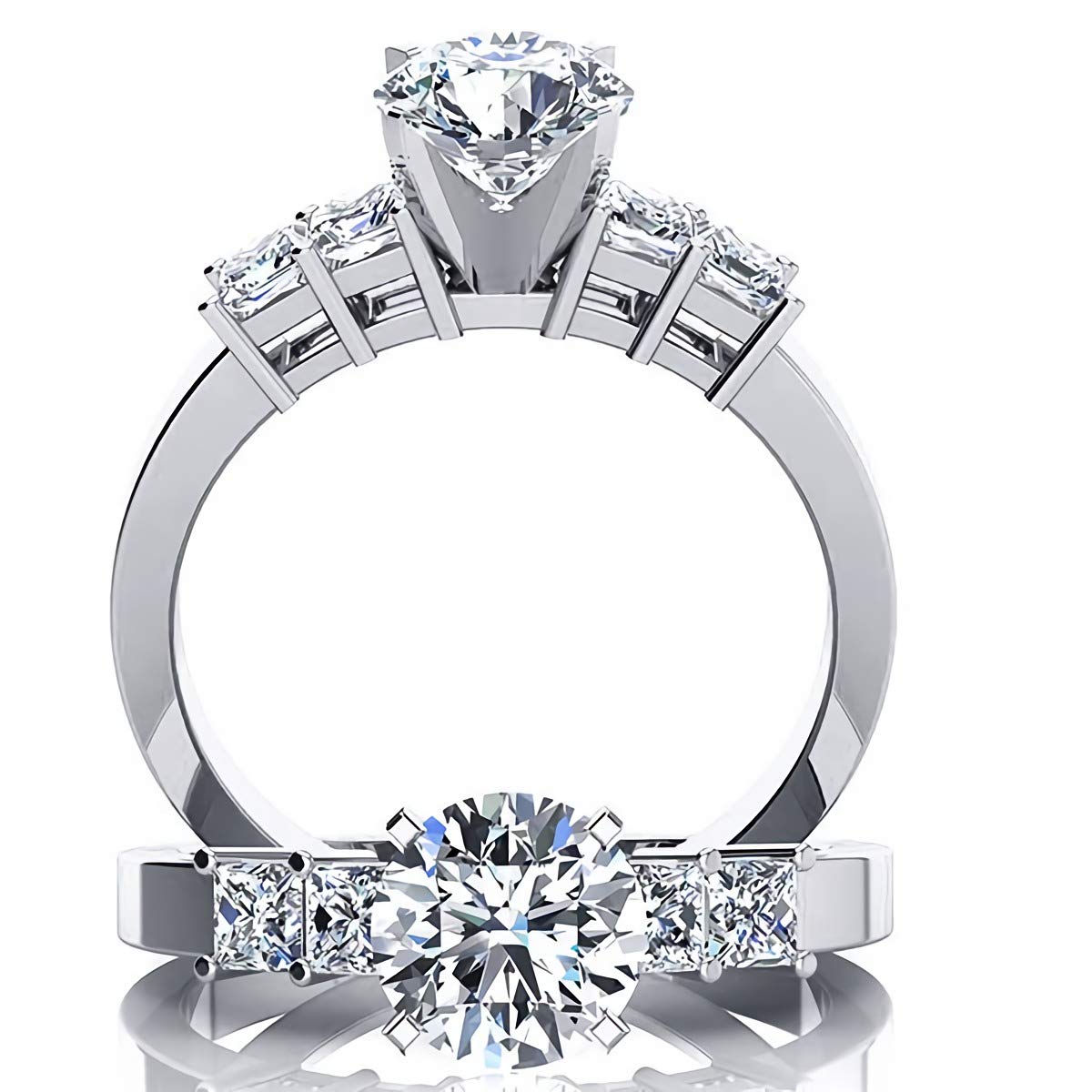 1CT Round Cut Moissanite Engagement Ring for Women - Platinum Plated Sterling Silver - Perfect for Proposals, Weddings & Anniversary Gifts