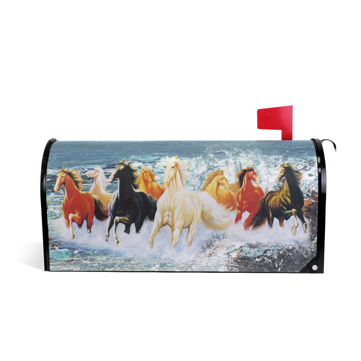Running Horses Magnetic Mailbox Cover - Standard Size 18 x 20.8 Inch - Weatherproof Outdoor Decoration for Garden, Yard & House - Perfect for Countryside, Farmhouse & Rural Home Mailbox Decor