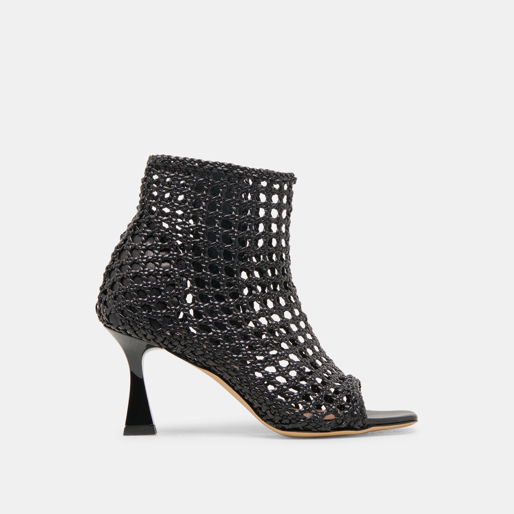 QUIN Black Woven Leather Heels for Women - Stylish High Heel Pumps for Office, Party & Evening Wear